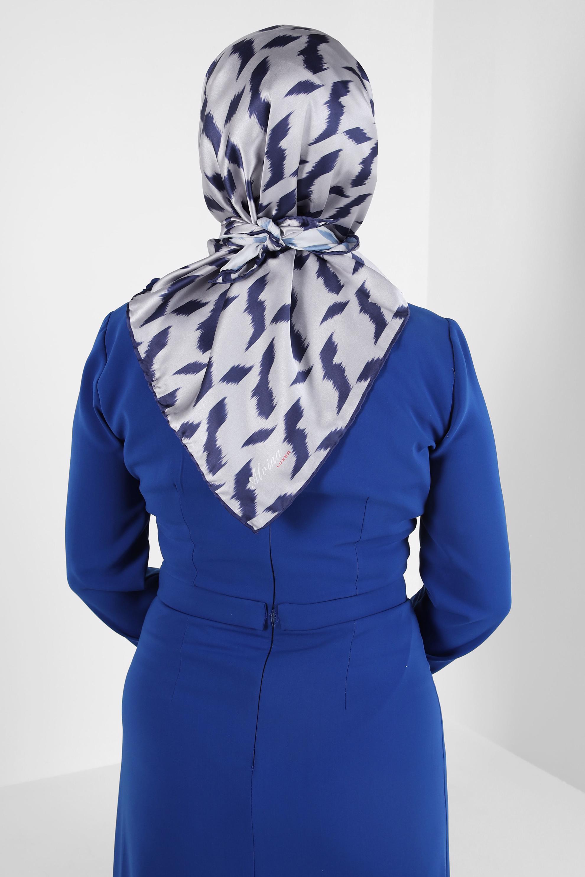 Tesettür giyim GRİ ALVİNA DESENLİ EŞARP 8409