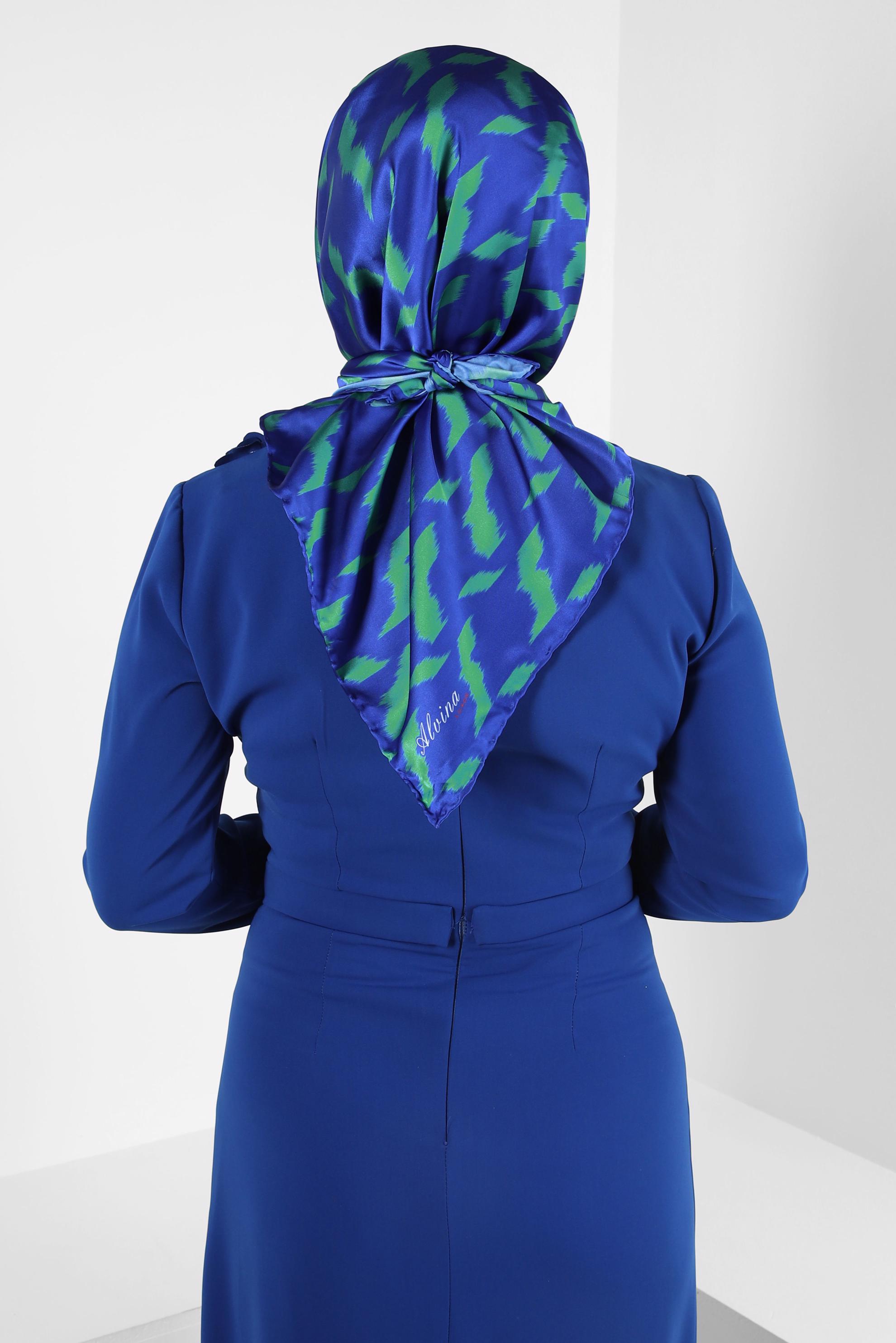 Tesettür giyim LACİVERT ALVİNA DESENLİ EŞARP 8409