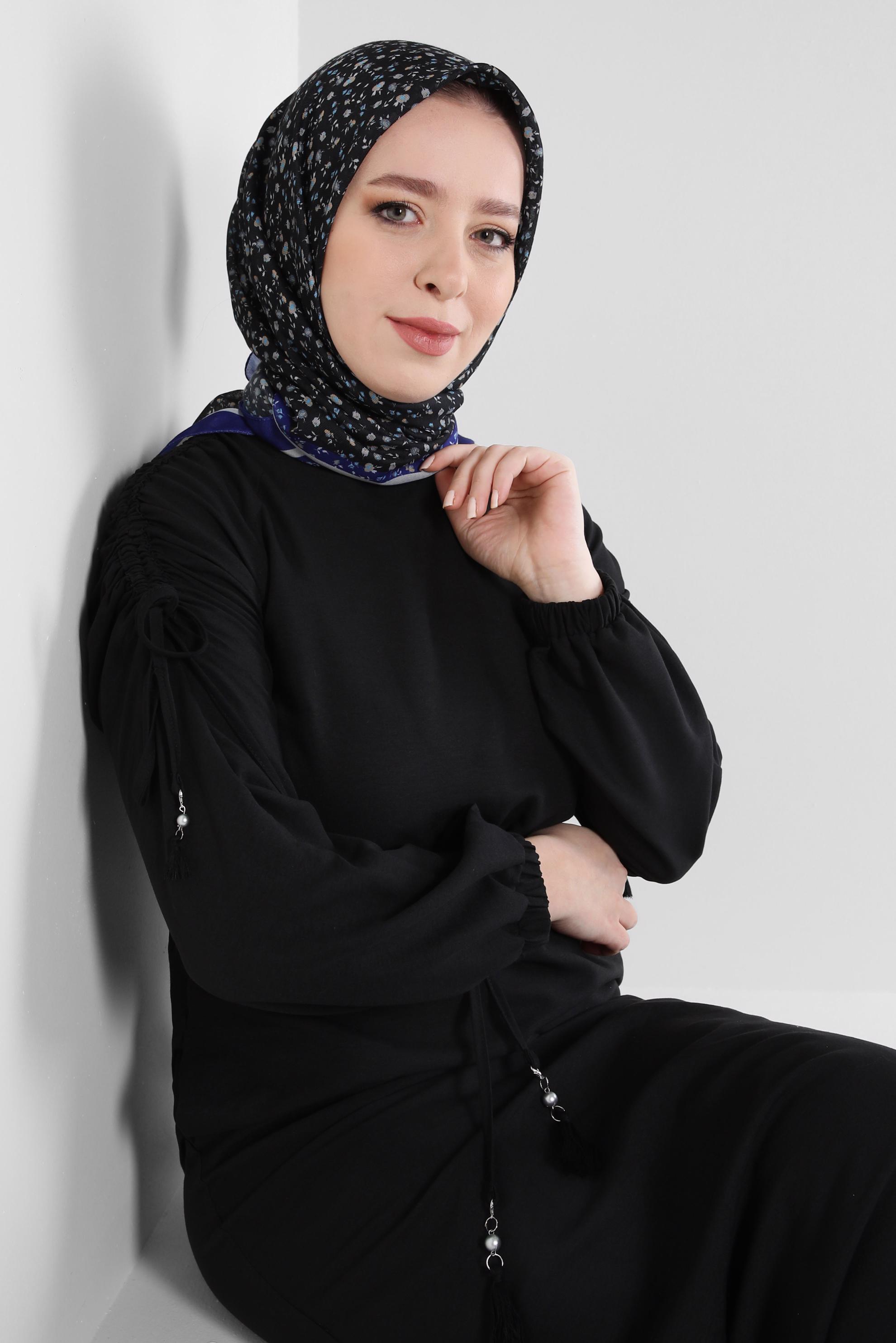 Tesettür giyim LACİVERT ALVİNA DESENLİ SOFT EŞARP 8411