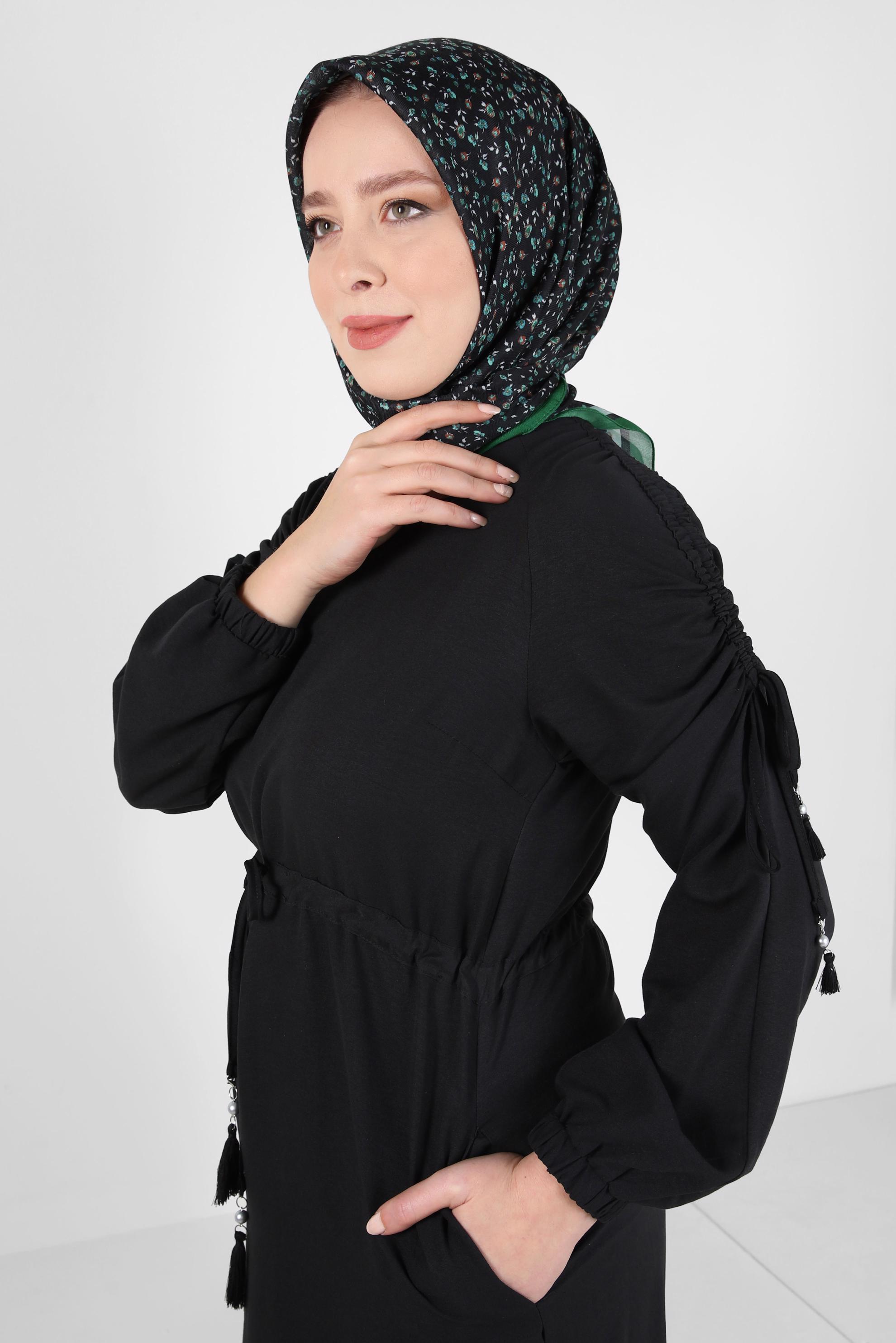 Tesettür giyim YEŞİL ALVİNA DESENLİ SOFT EŞARP 8411