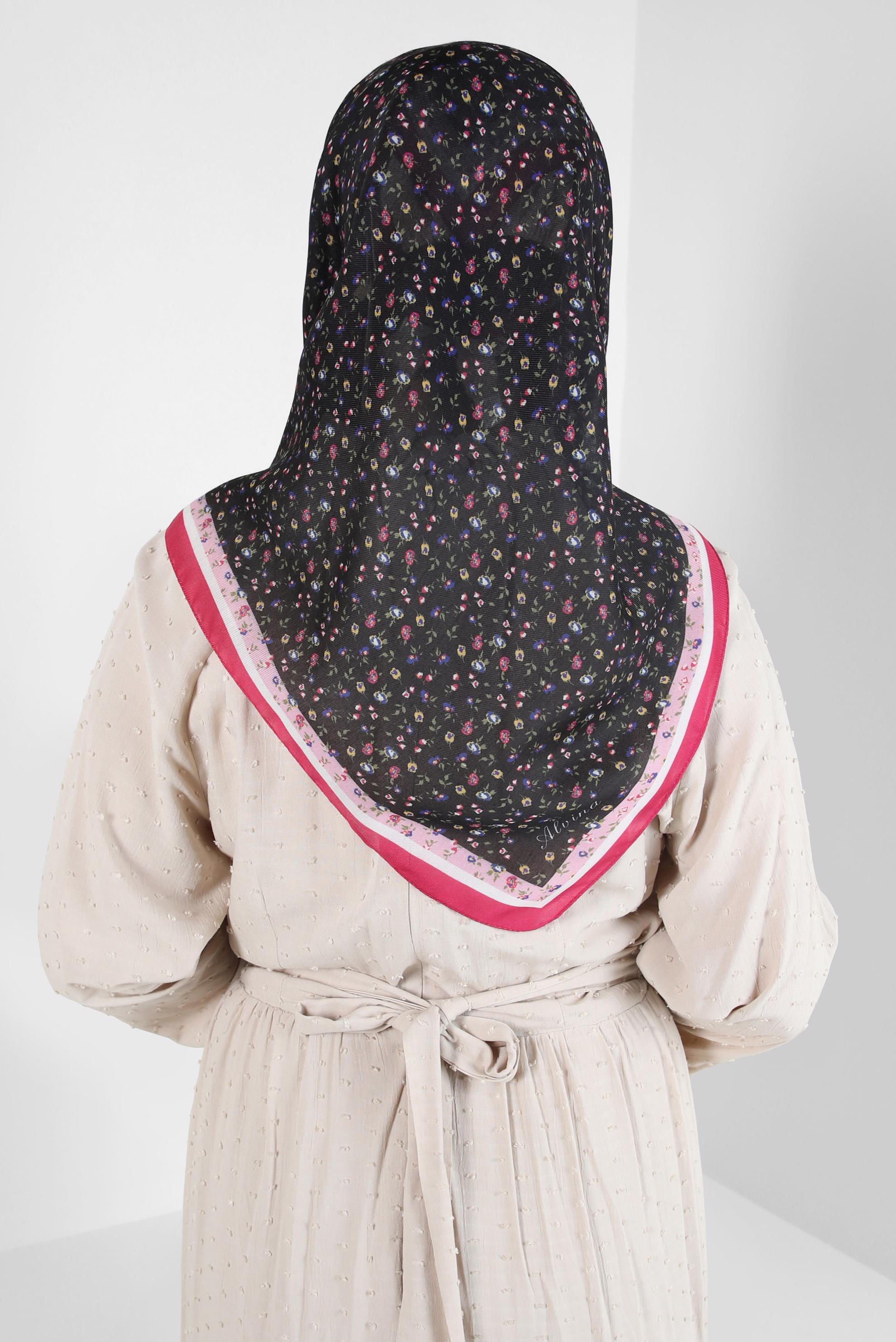 Tesettür giyim BORDO ALVİNA DESENLİ SOFT EŞARP 8411