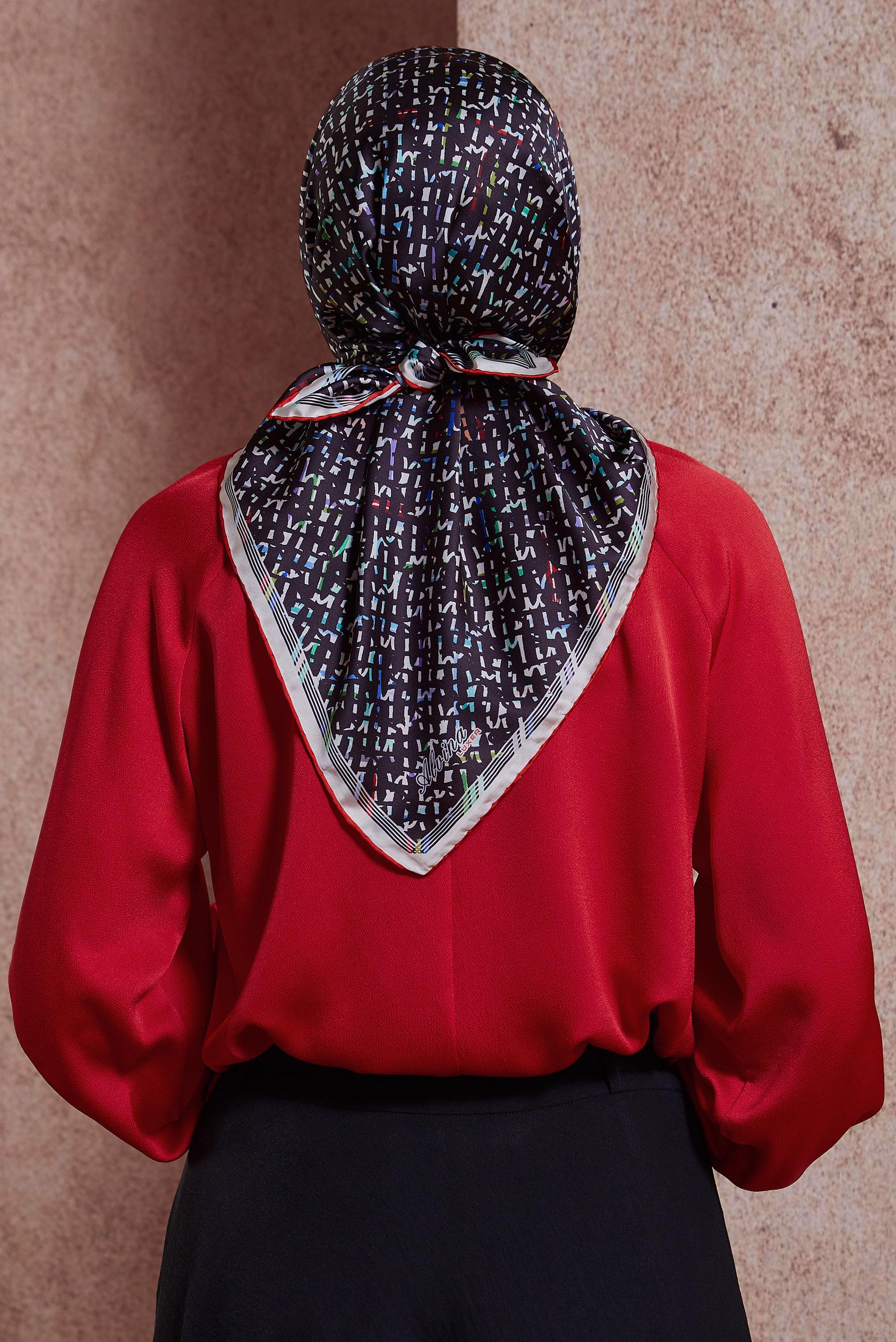 Tesettür giyim KIRMIZI ALVİNA DESENLİ EŞARP 8412