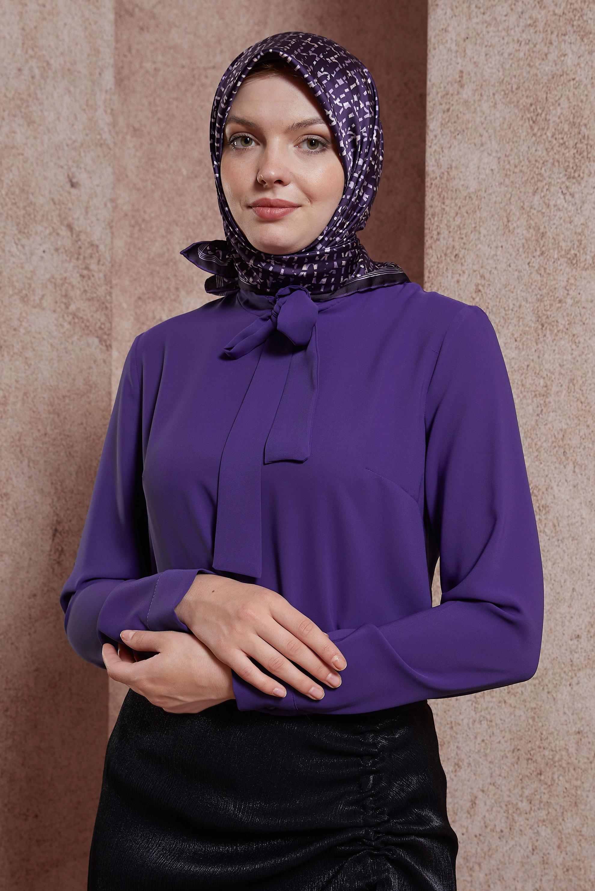 Tesettür giyim MOR ALVİNA DESENLİ EŞARP 8412