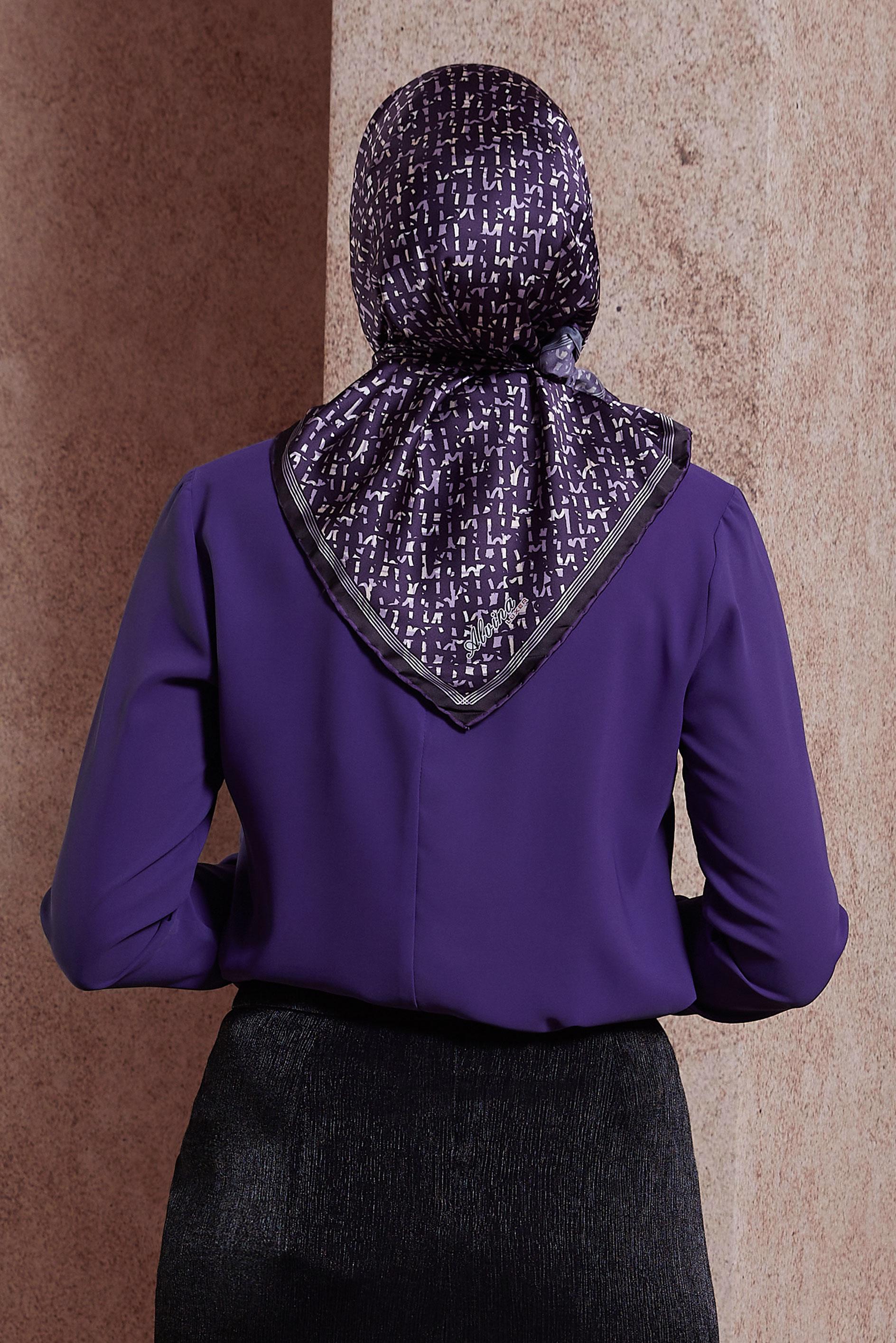 Tesettür giyim MOR ALVİNA DESENLİ EŞARP 8412