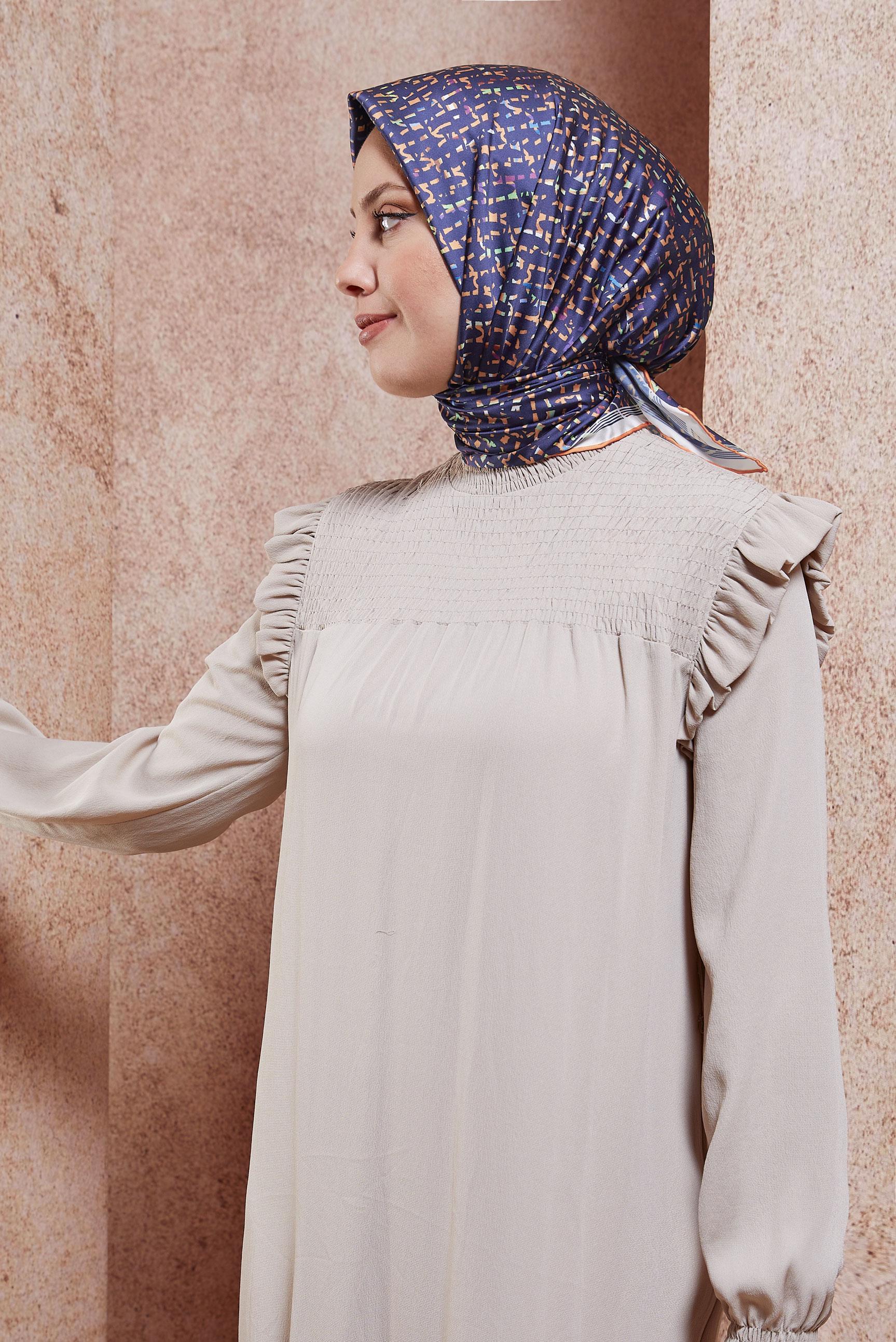 Tesettür giyim TURUNCU ALVİNA DESENLİ EŞARP 8412