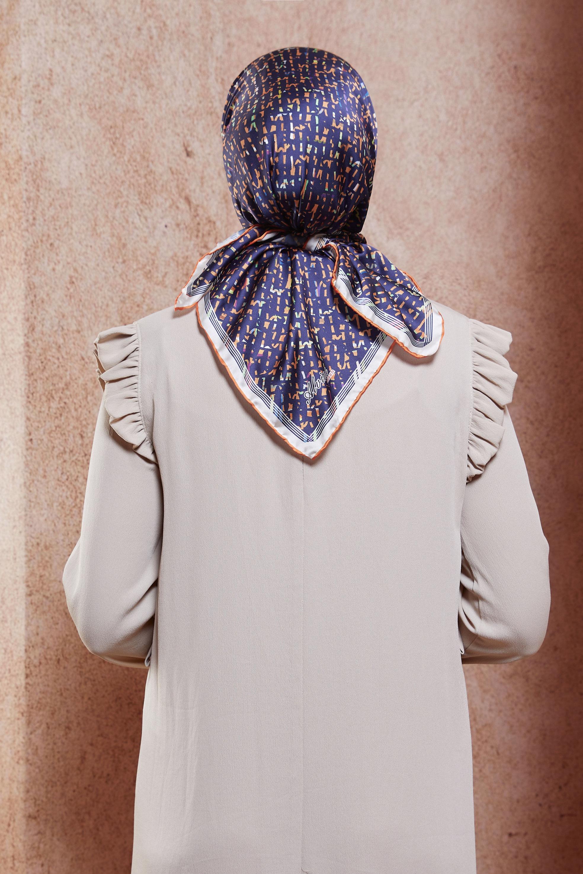 Tesettür giyim TURUNCU ALVİNA DESENLİ EŞARP 8412