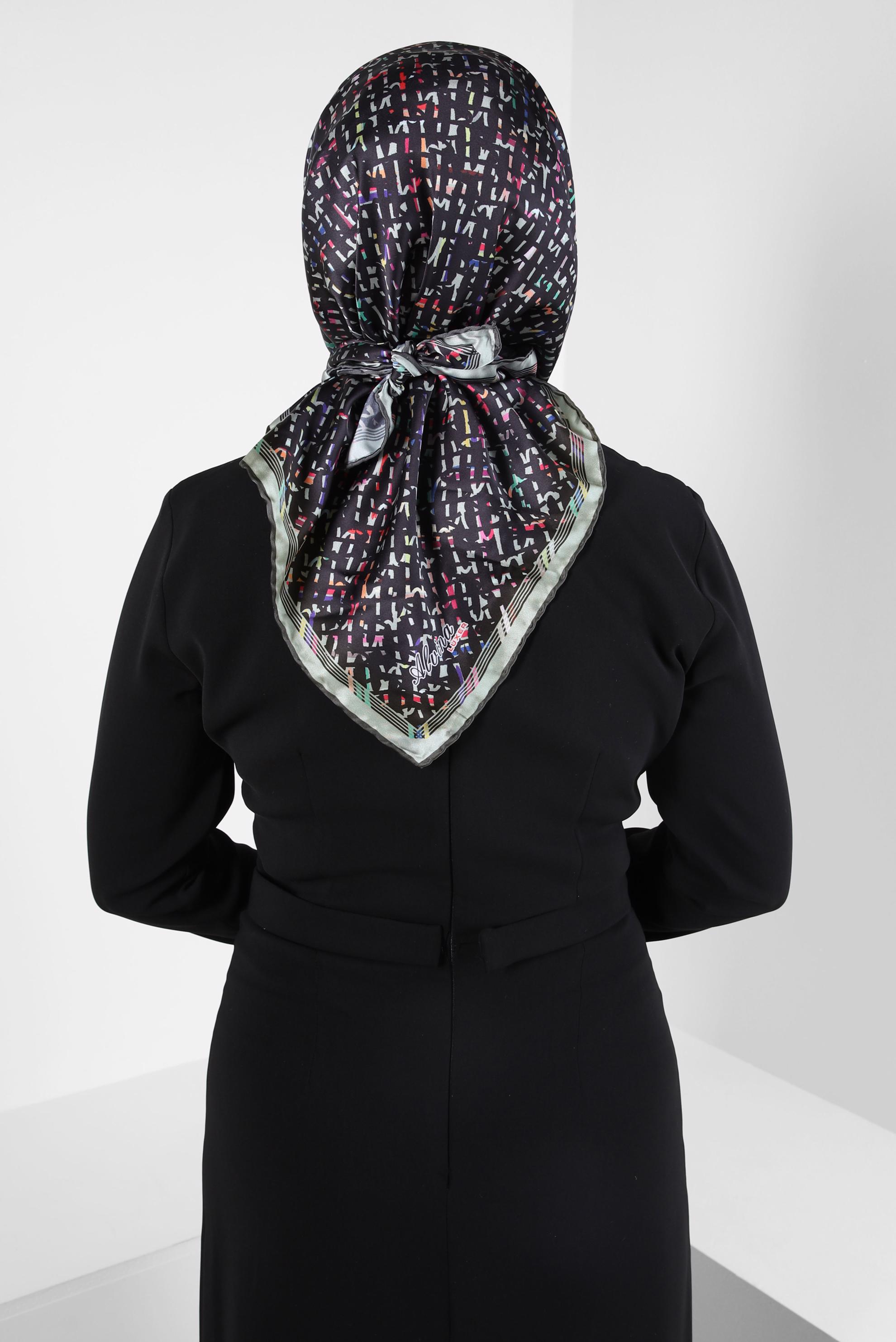 Tesettür giyim YEŞİL ALVİNA DESENLİ EŞARP 8412