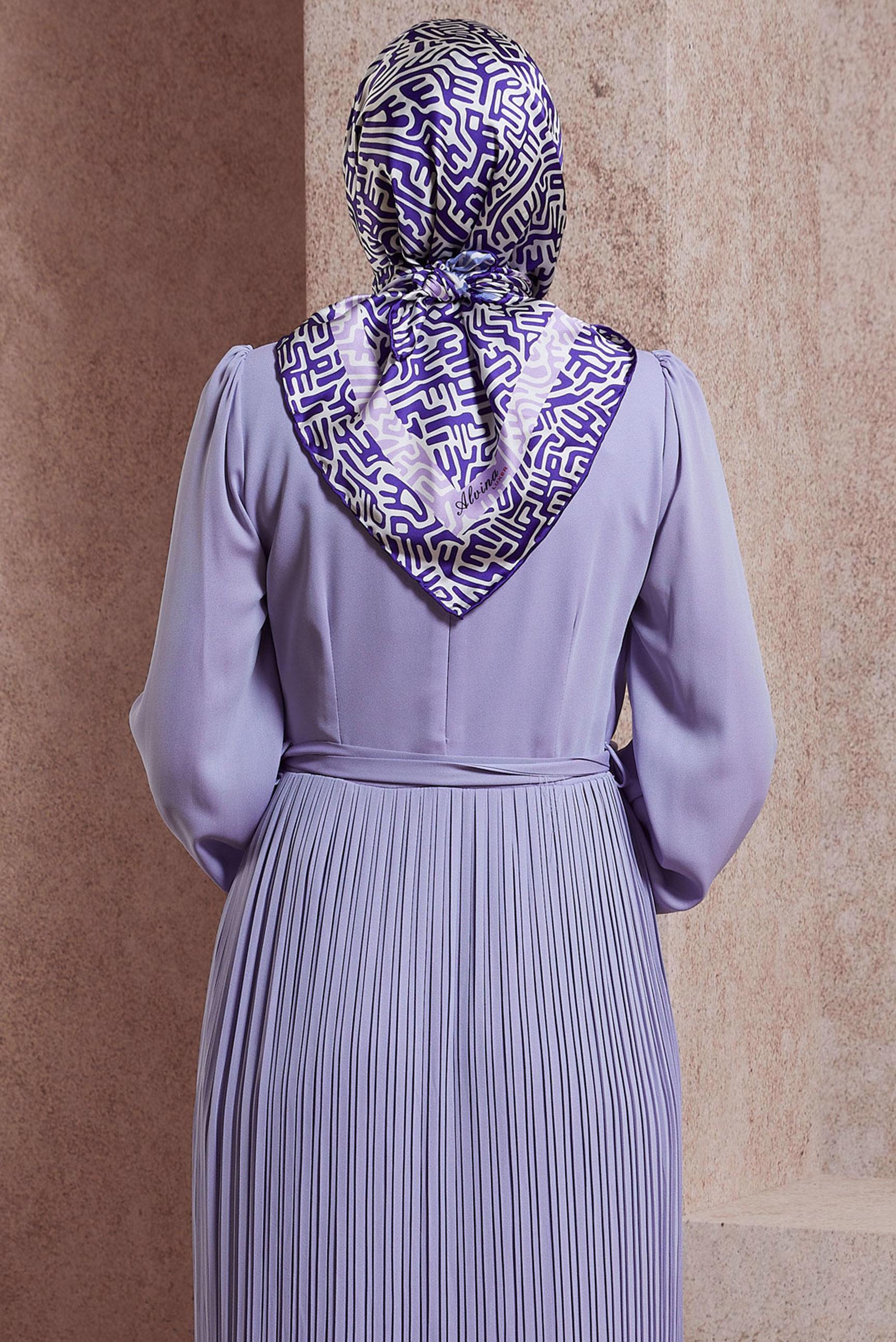 Tesettür giyim MOR ALVİNA DESENLİ EŞARP 8414