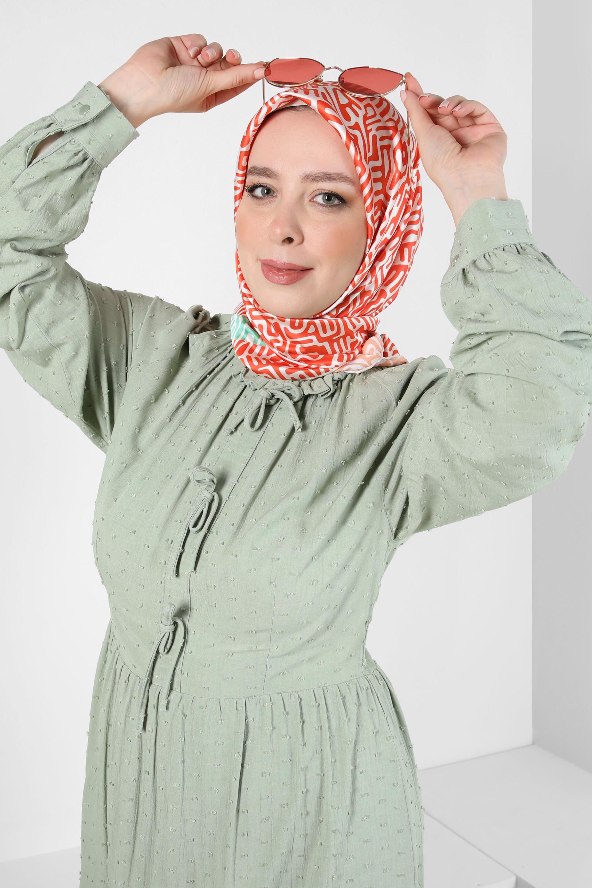 Tesettür giyim TURUNCU ALVİNA DESENLİ EŞARP 8414