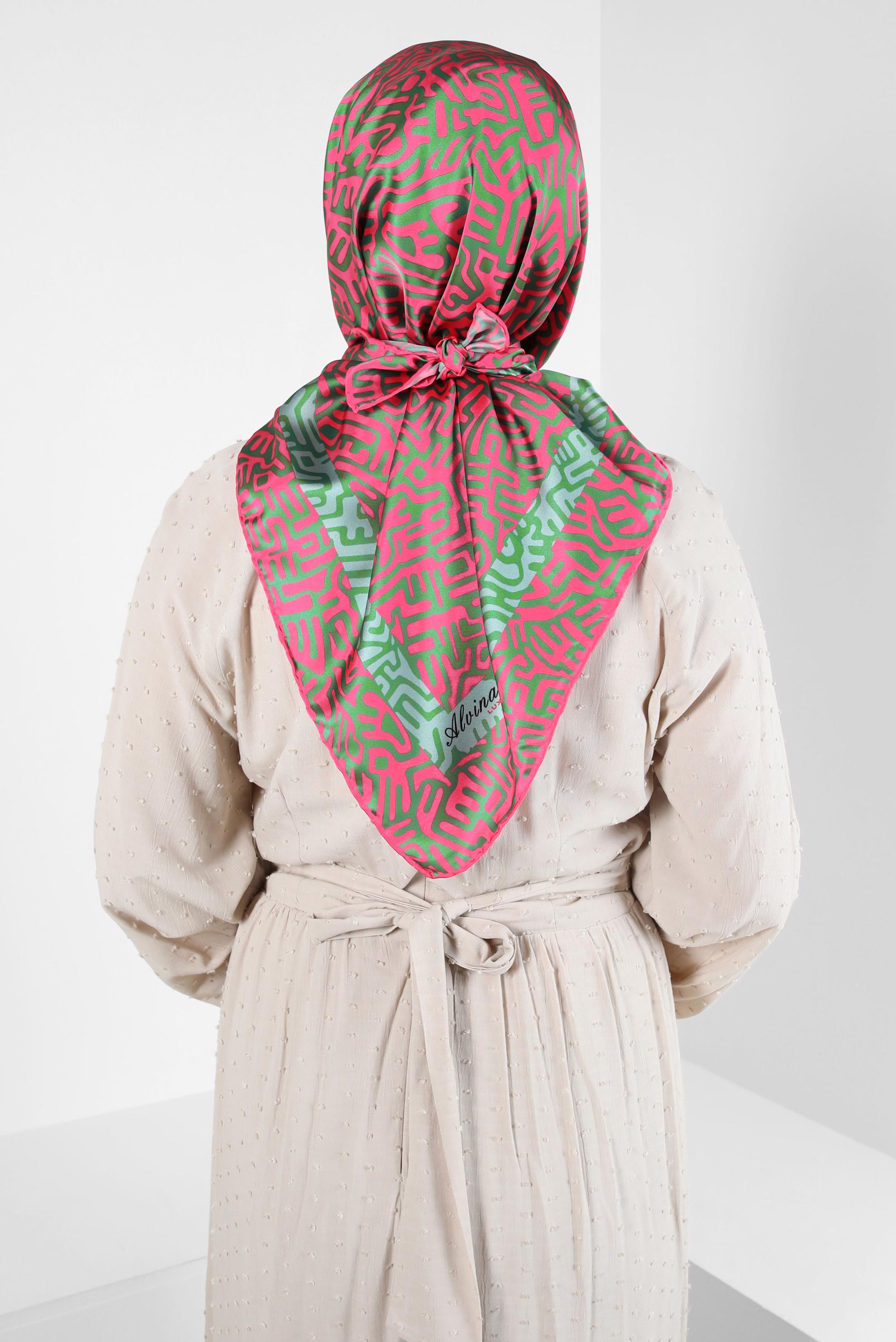 Tesettür giyim FUŞYA ALVİNA DESENLİ EŞARP 8414