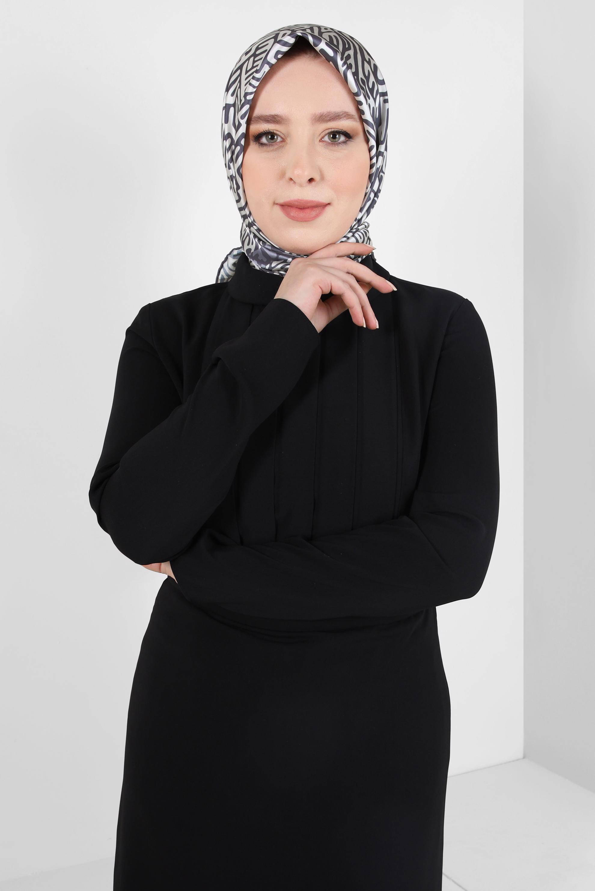 Tesettür giyim GRİ ALVİNA DESENLİ EŞARP 8414