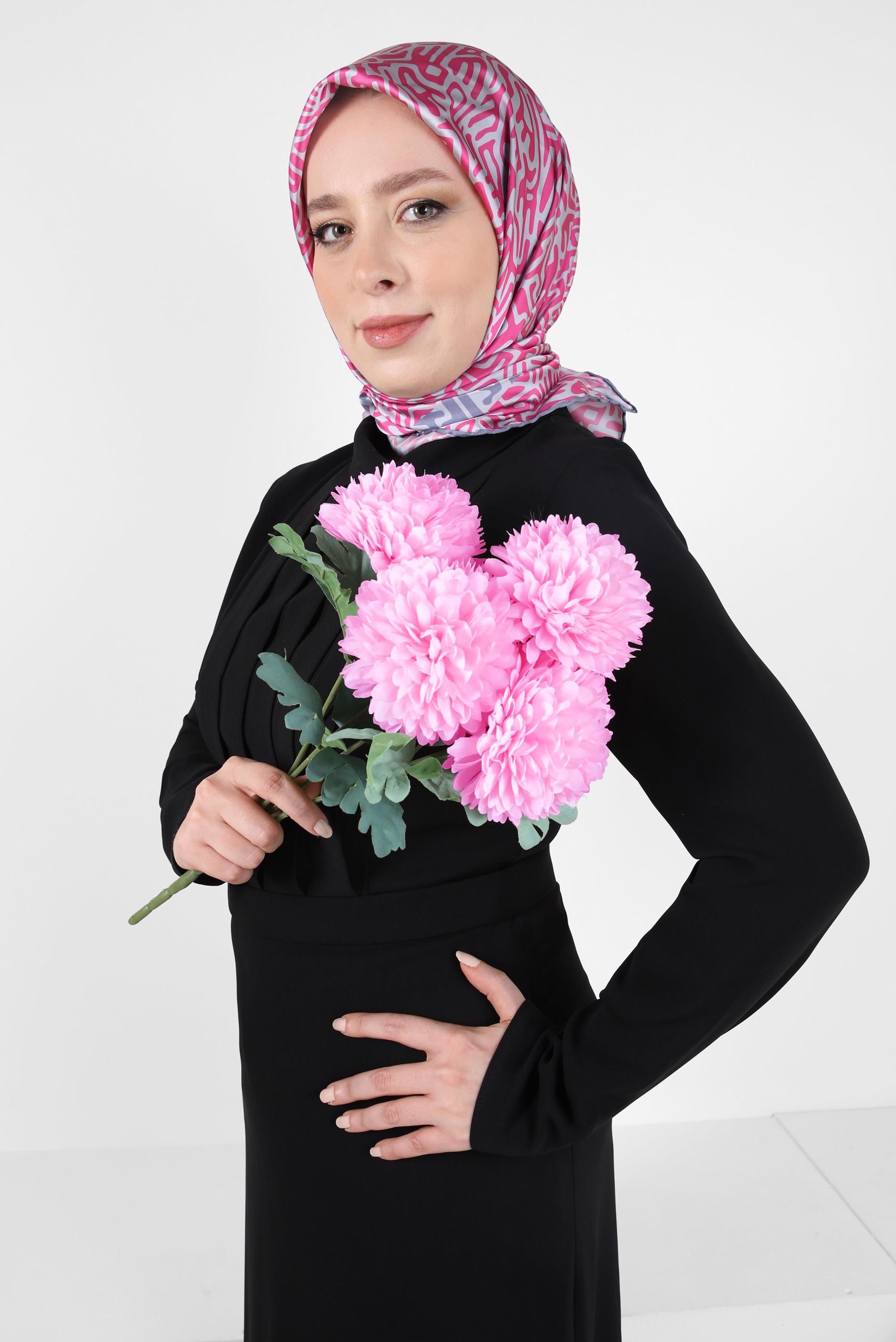 Tesettür giyim FUŞYA ALVİNA DESENLİ EŞARP 8414