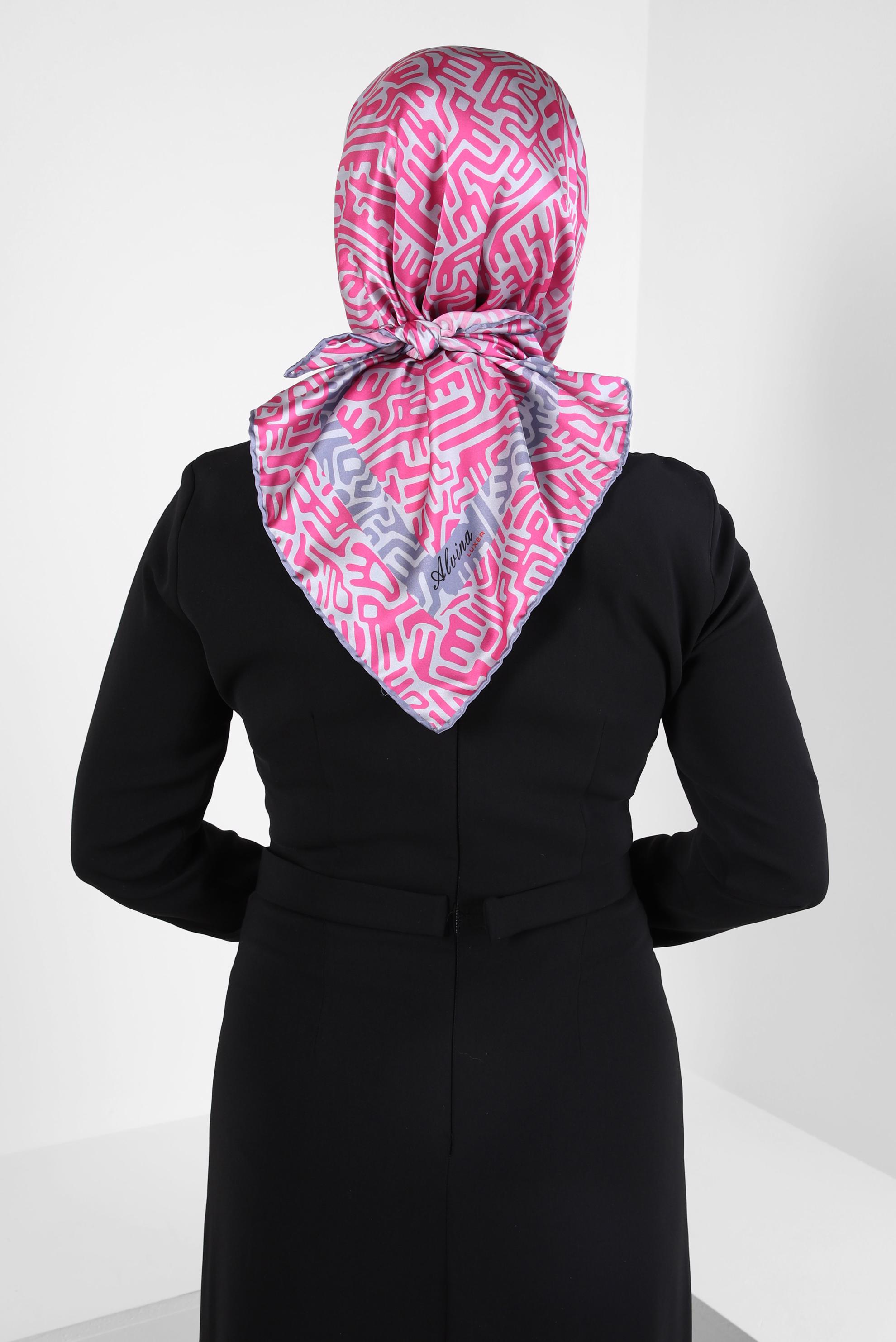 Tesettür giyim FUŞYA ALVİNA DESENLİ EŞARP 8414