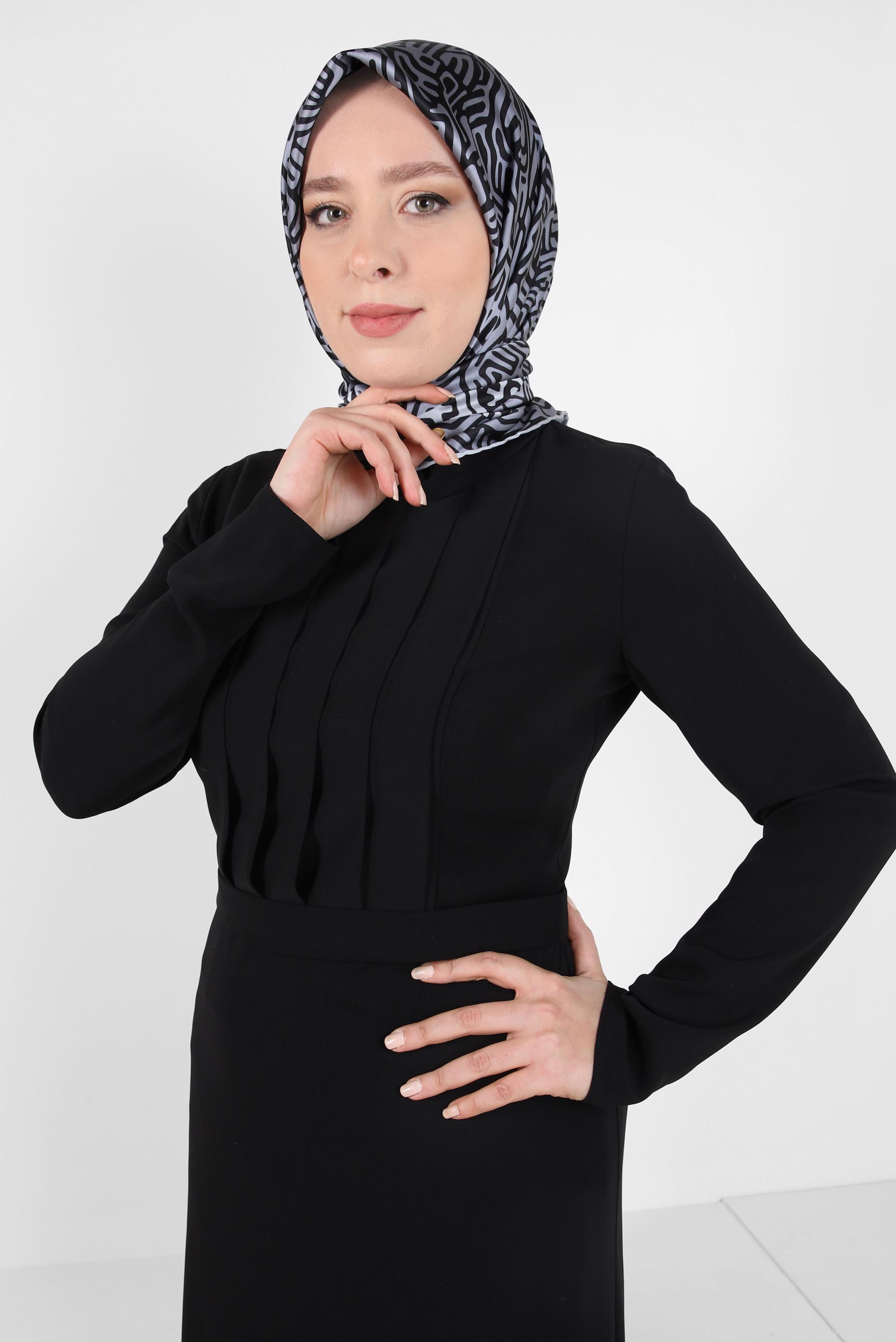 Tesettür giyim GRİ ALVİNA DESENLİ EŞARP 8414