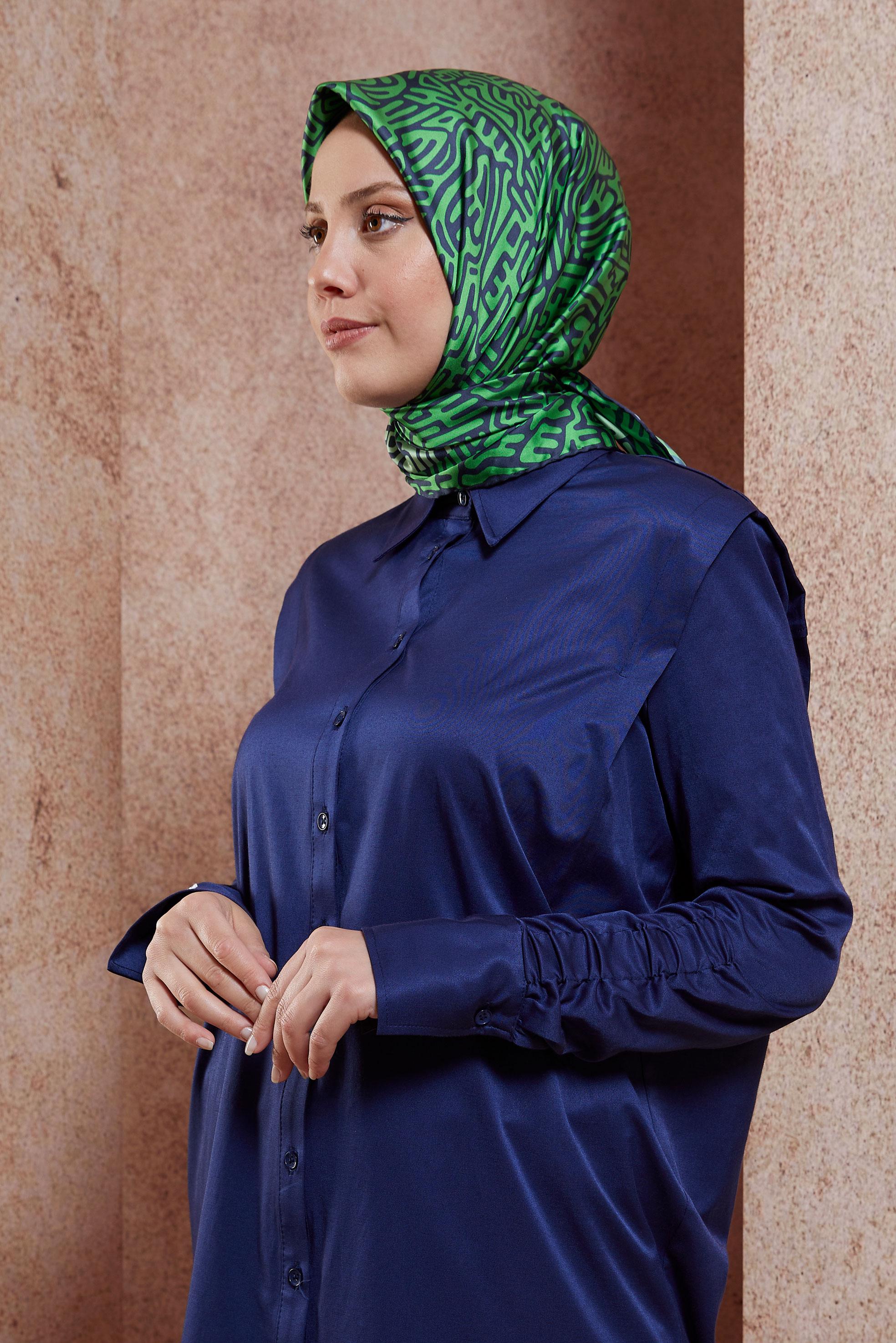 Tesettür giyim LACİVERT ALVİNA DESENLİ EŞARP 8414