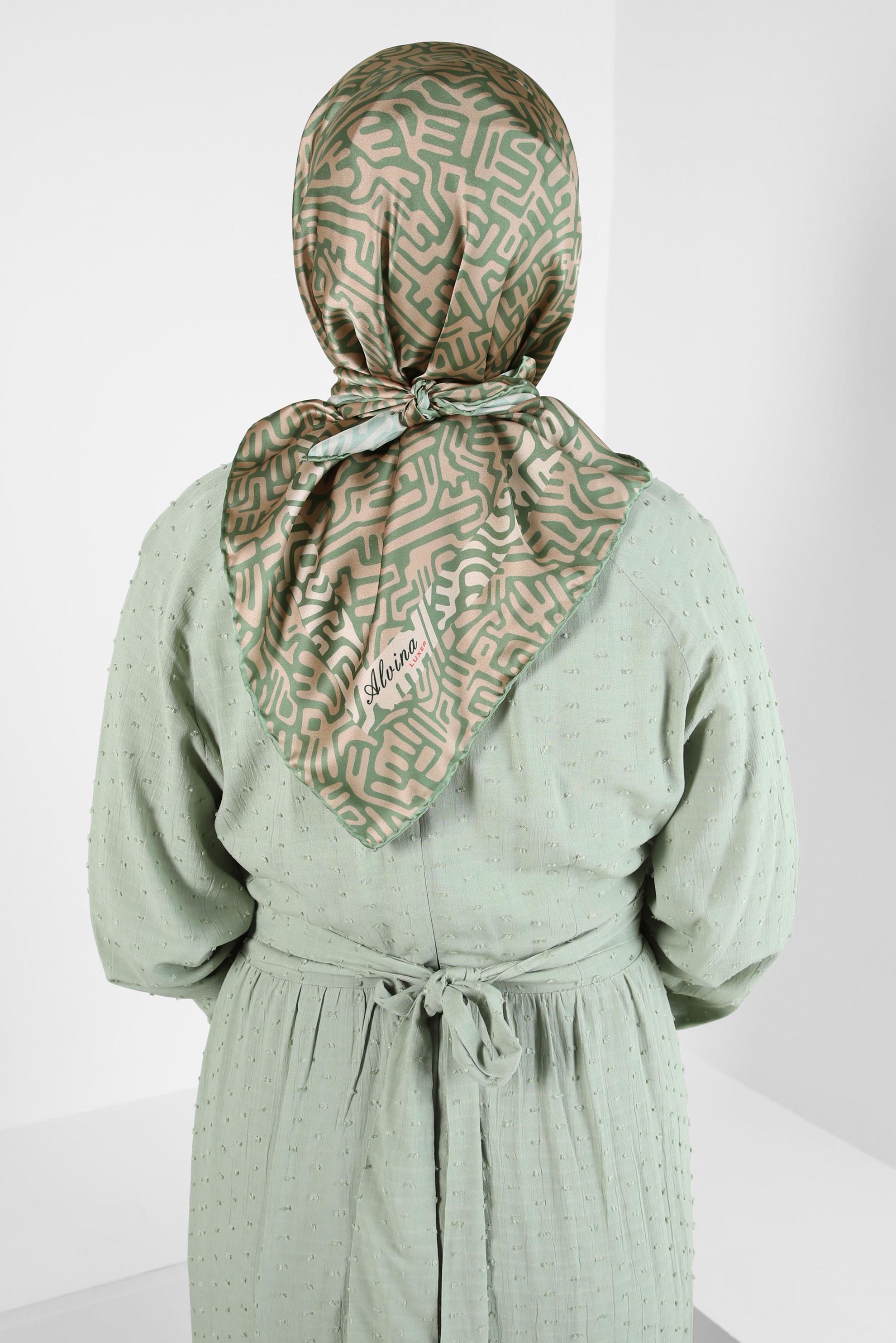 Tesettür giyim VİZON ALVİNA DESENLİ EŞARP 8414