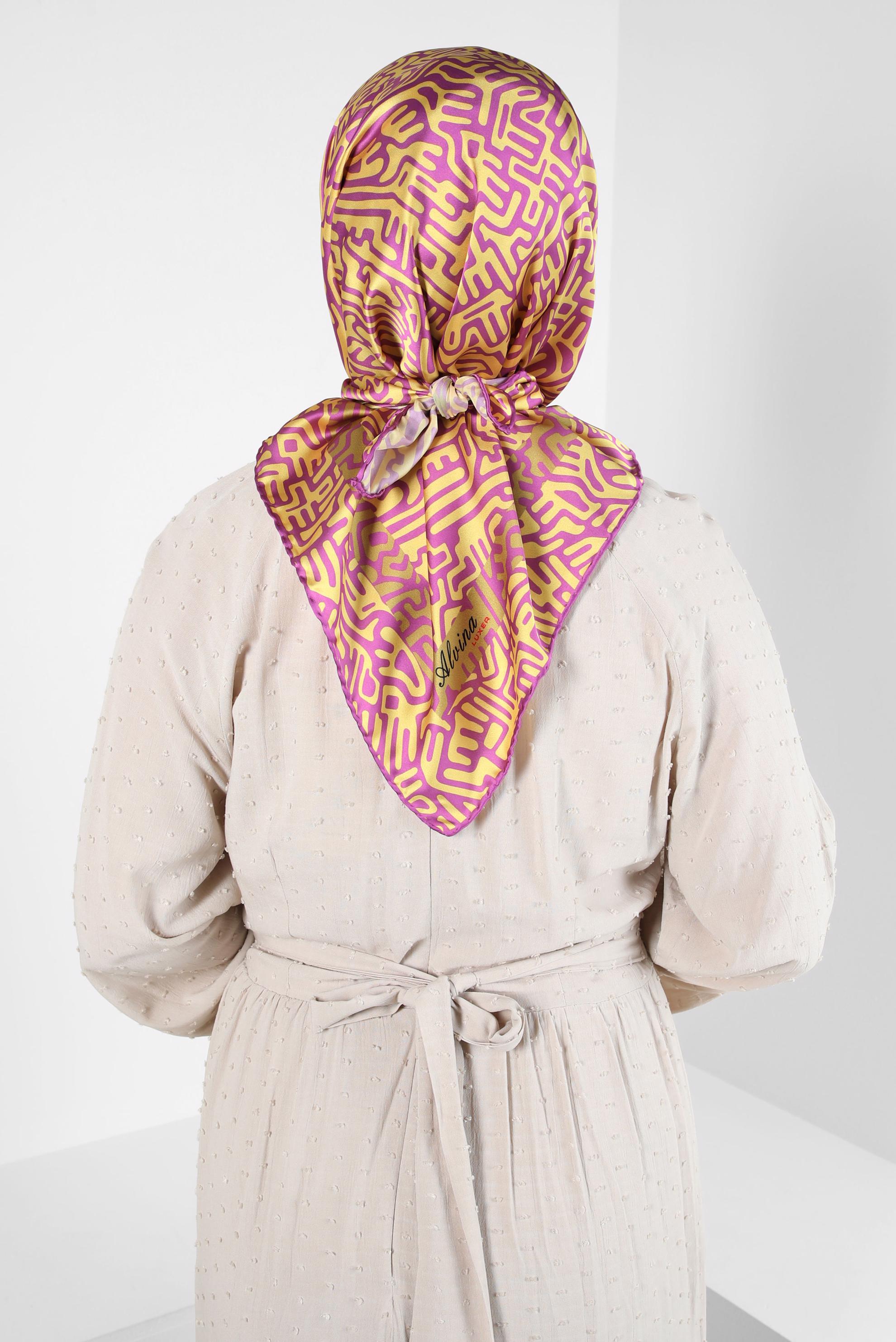 Tesettür giyim ÇOK RENKLİ ALVİNA DESENLİ EŞARP 8414