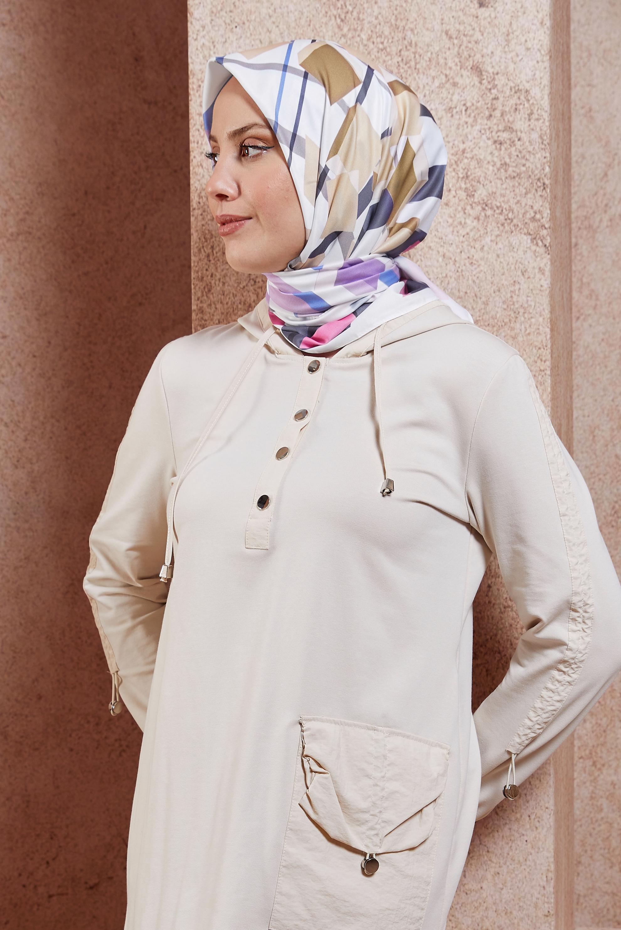 Tesettür giyim GRİ ALVİNA DESENLİ EŞARP 8424