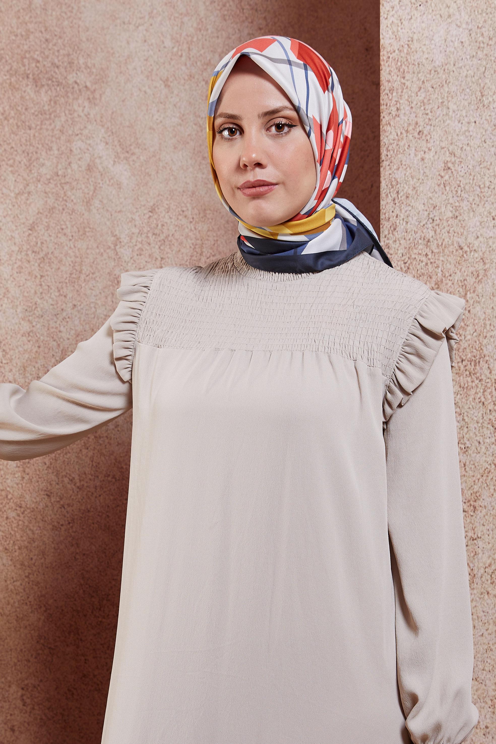 Tesettür giyim LACİVERT ALVİNA DESENLİ EŞARP 8424