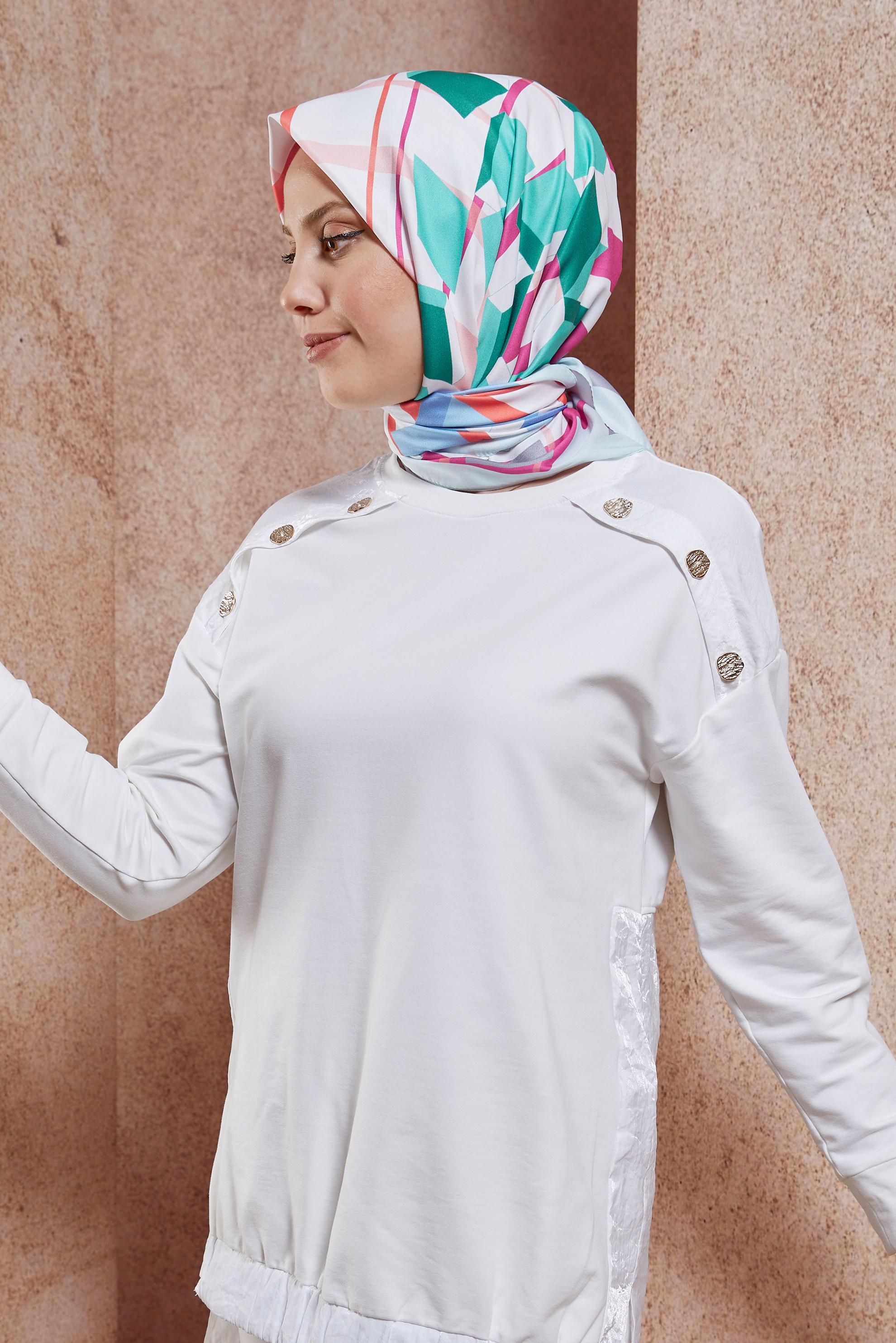 Tesettür giyim MAVİ ALVİNA DESENLİ EŞARP 8424