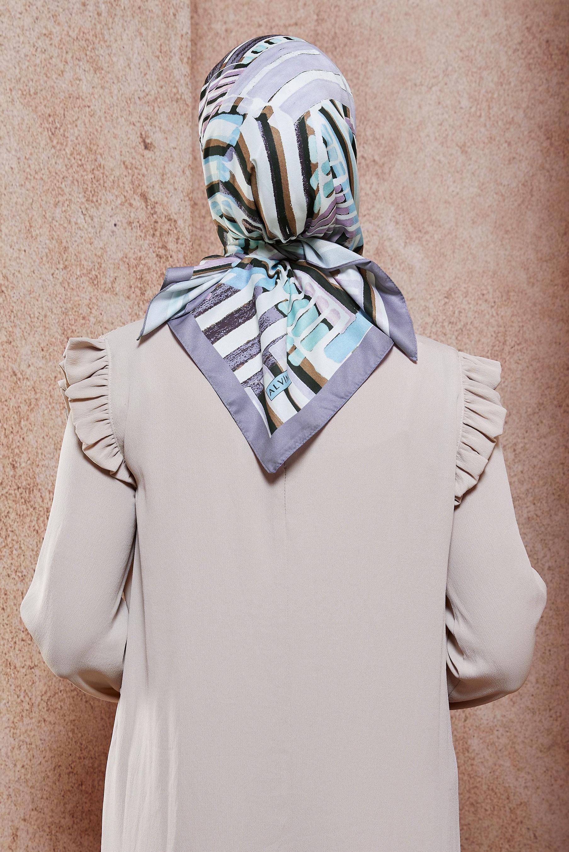 Tesettür giyim MOR ALVİNA ÇUBUK DESEN EŞARP 8425