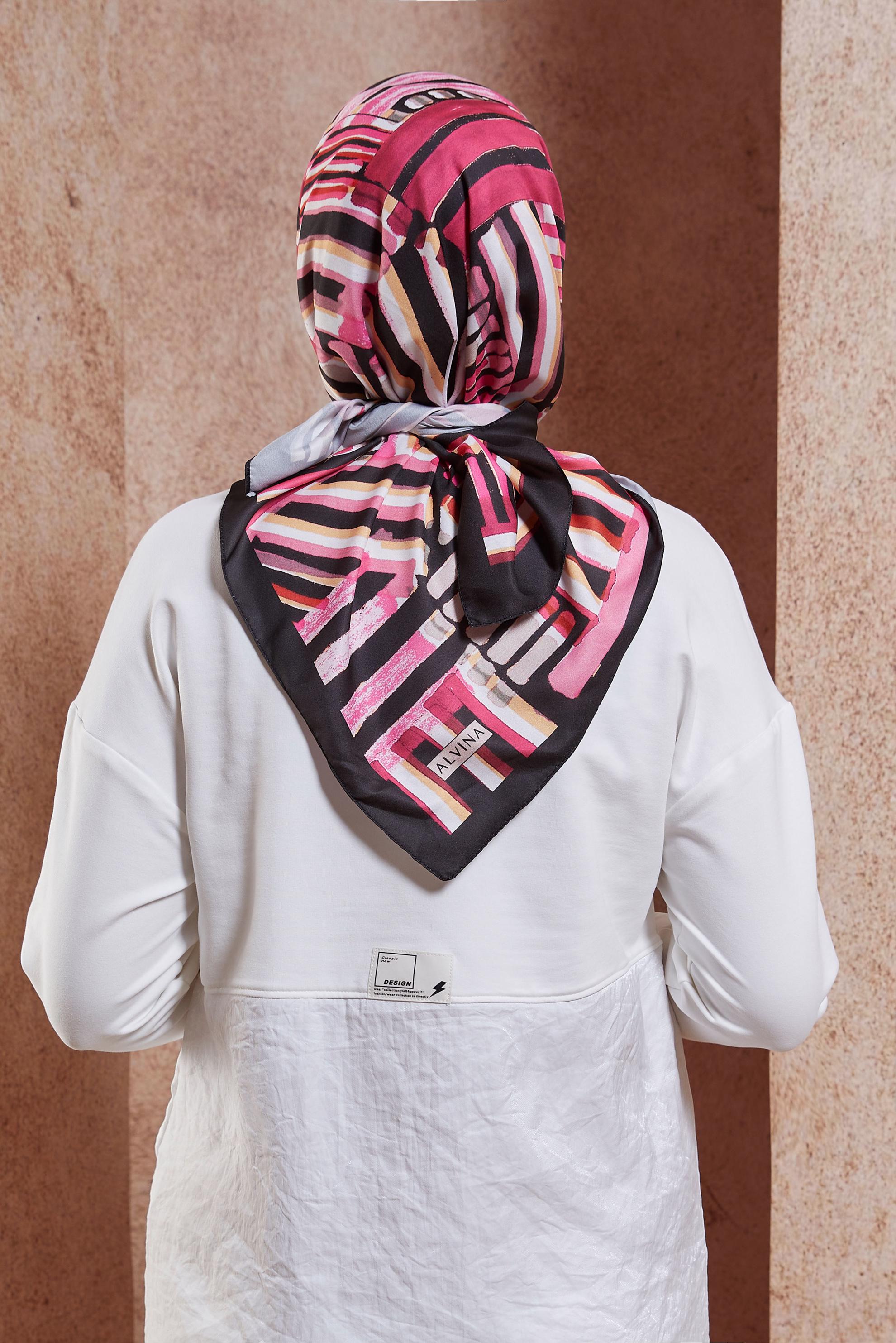 Tesettür giyim FUŞYA ALVİNA ÇUBUK DESEN EŞARP 8425