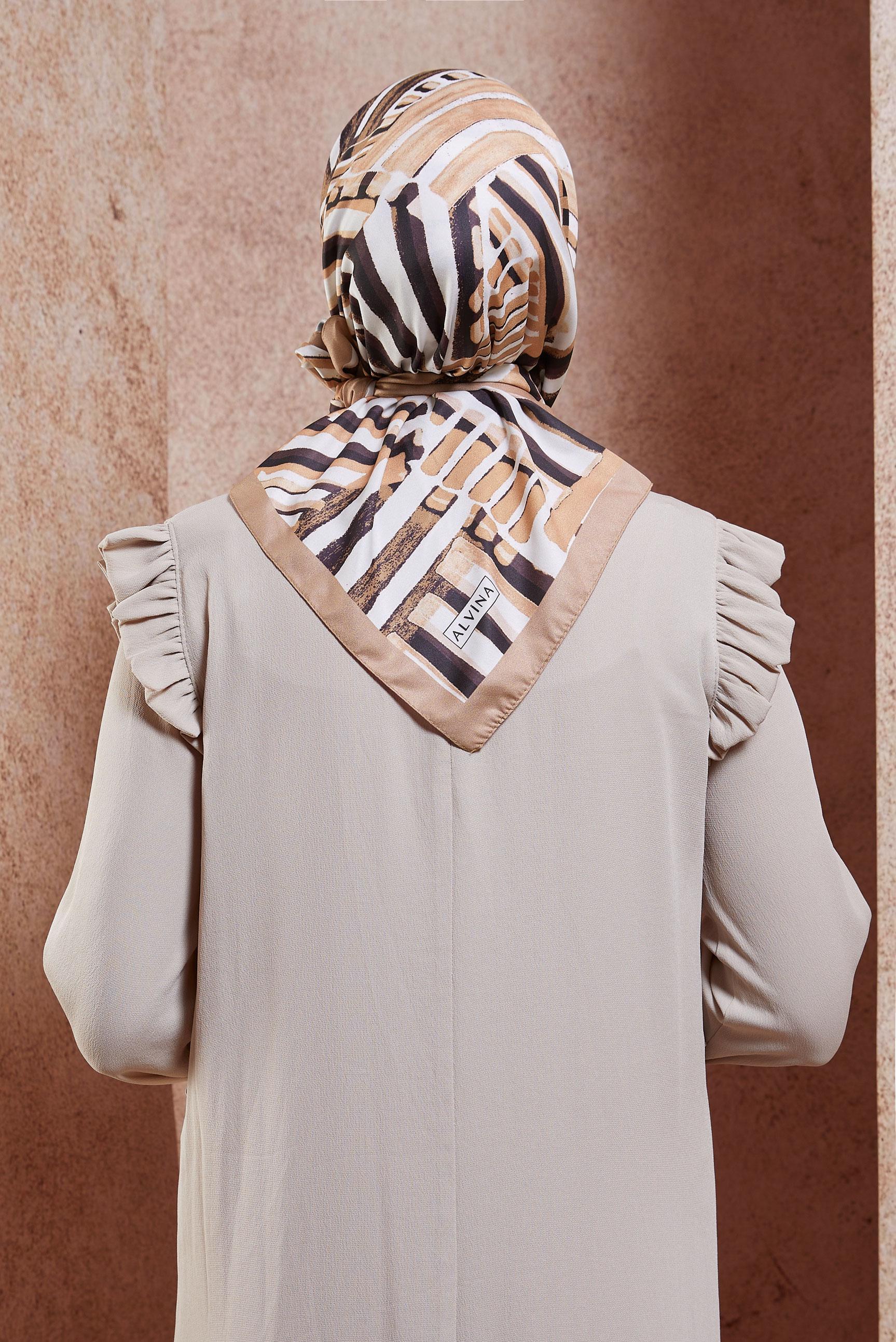 Tesettür giyim VİZON ALVİNA ÇUBUK DESEN EŞARP 8425