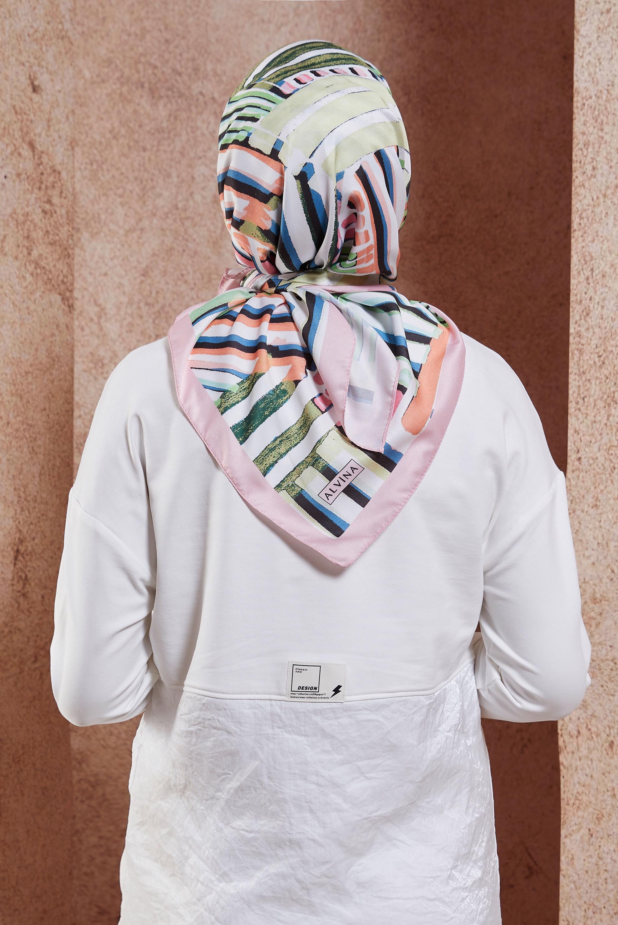 Tesettür giyim PUDRA ALVİNA ÇUBUK DESEN EŞARP 8425