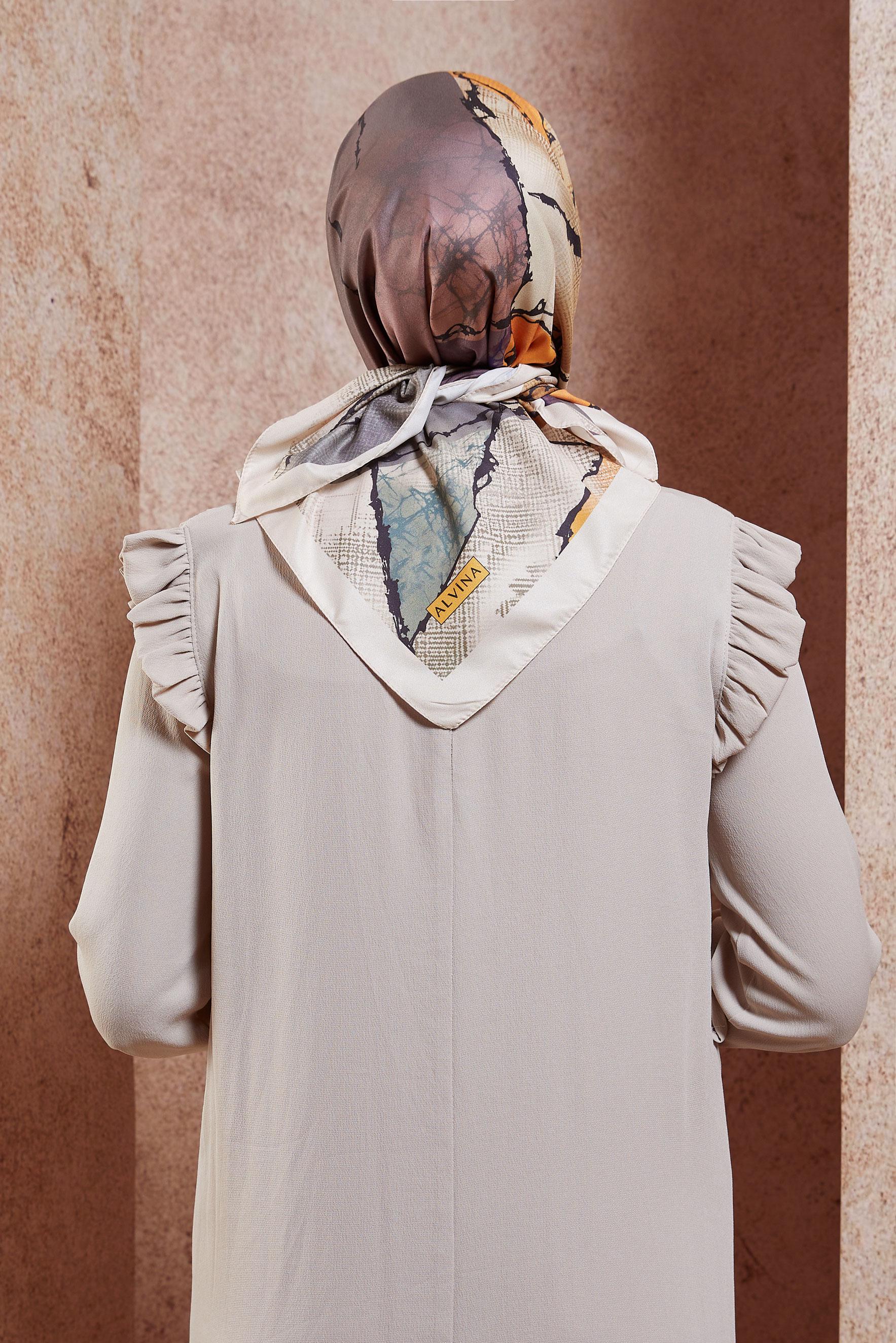 Tesettür giyim BEJ ALVİNA MERMER DESEN EŞARP 8426