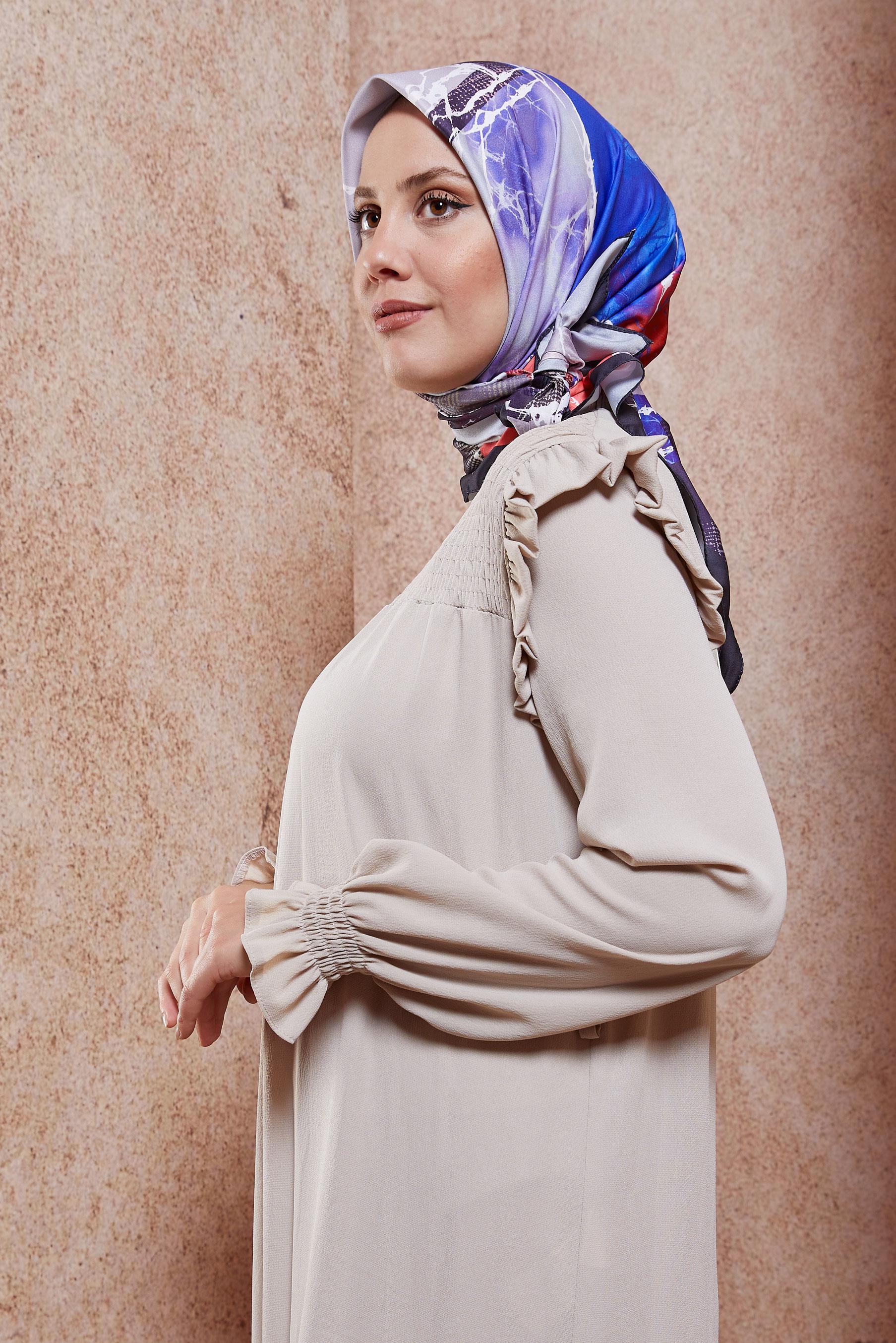 Tesettür giyim MOR ALVİNA MERMER DESEN EŞARP 8426