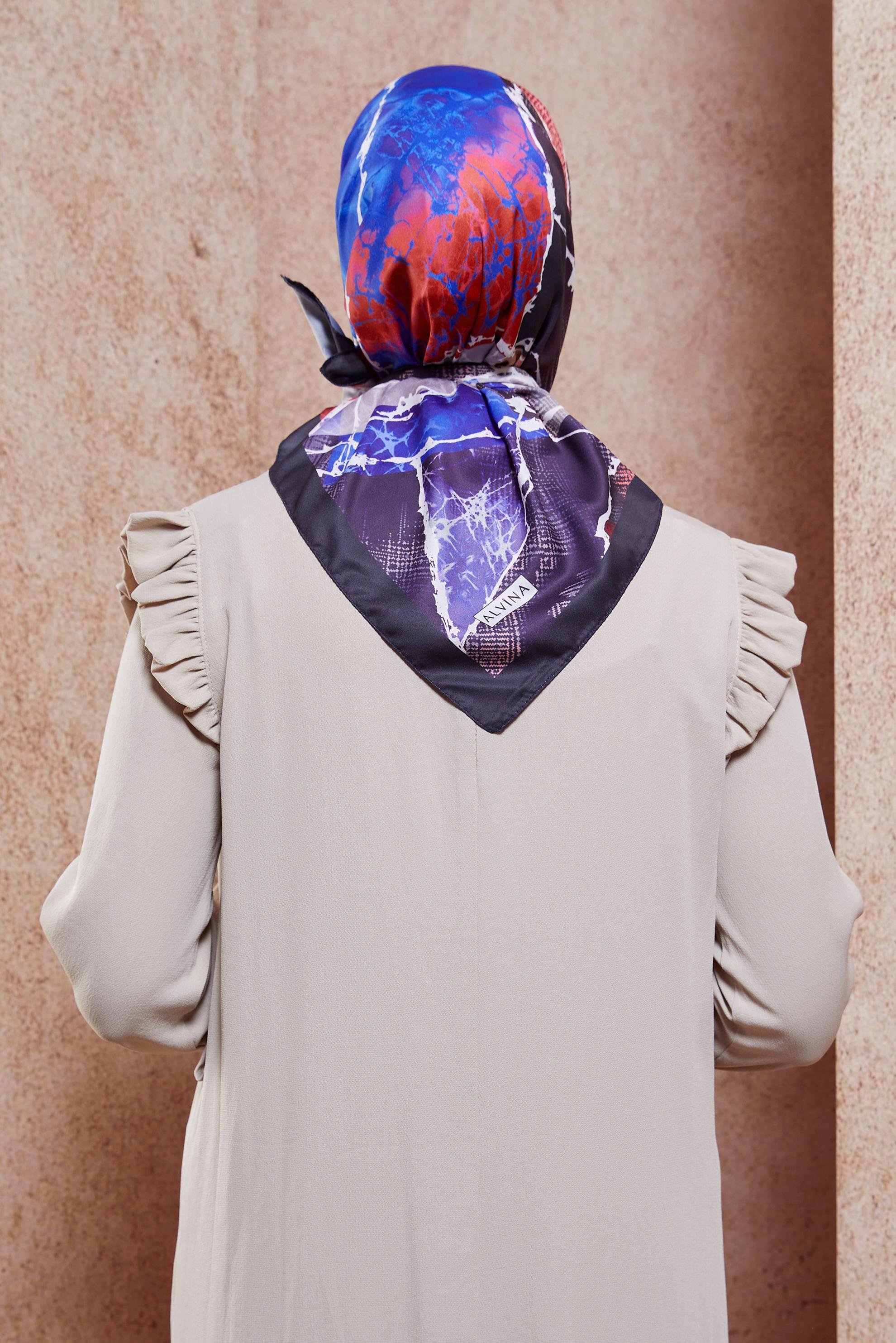 Tesettür giyim MOR ALVİNA MERMER DESEN EŞARP 8426