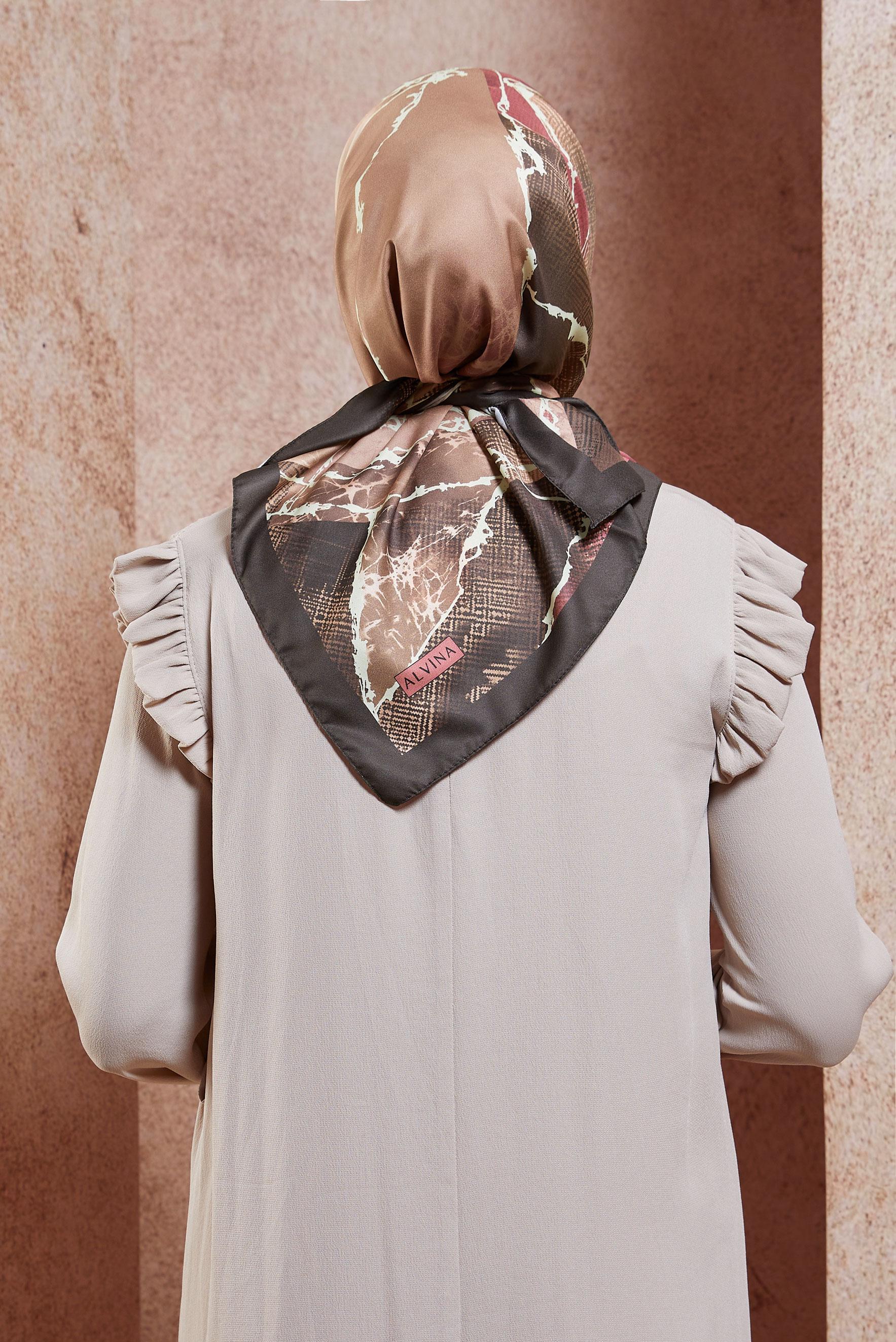 Tesettür giyim PEMBE ALVİNA MERMER DESEN EŞARP 8426