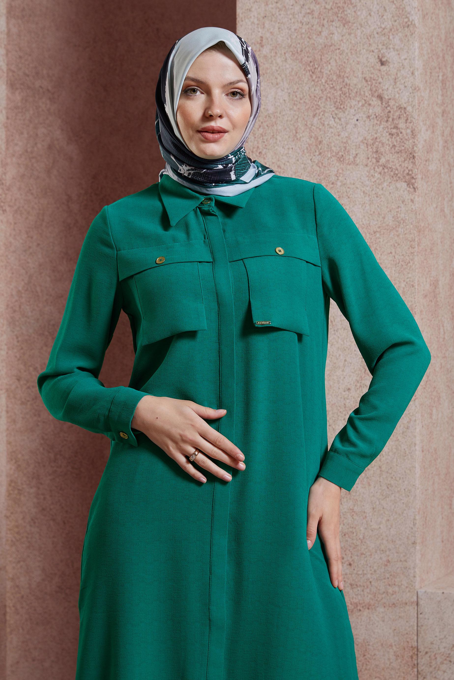 Tesettür giyim YEŞİL ALVİNA MERMER DESEN EŞARP 8426