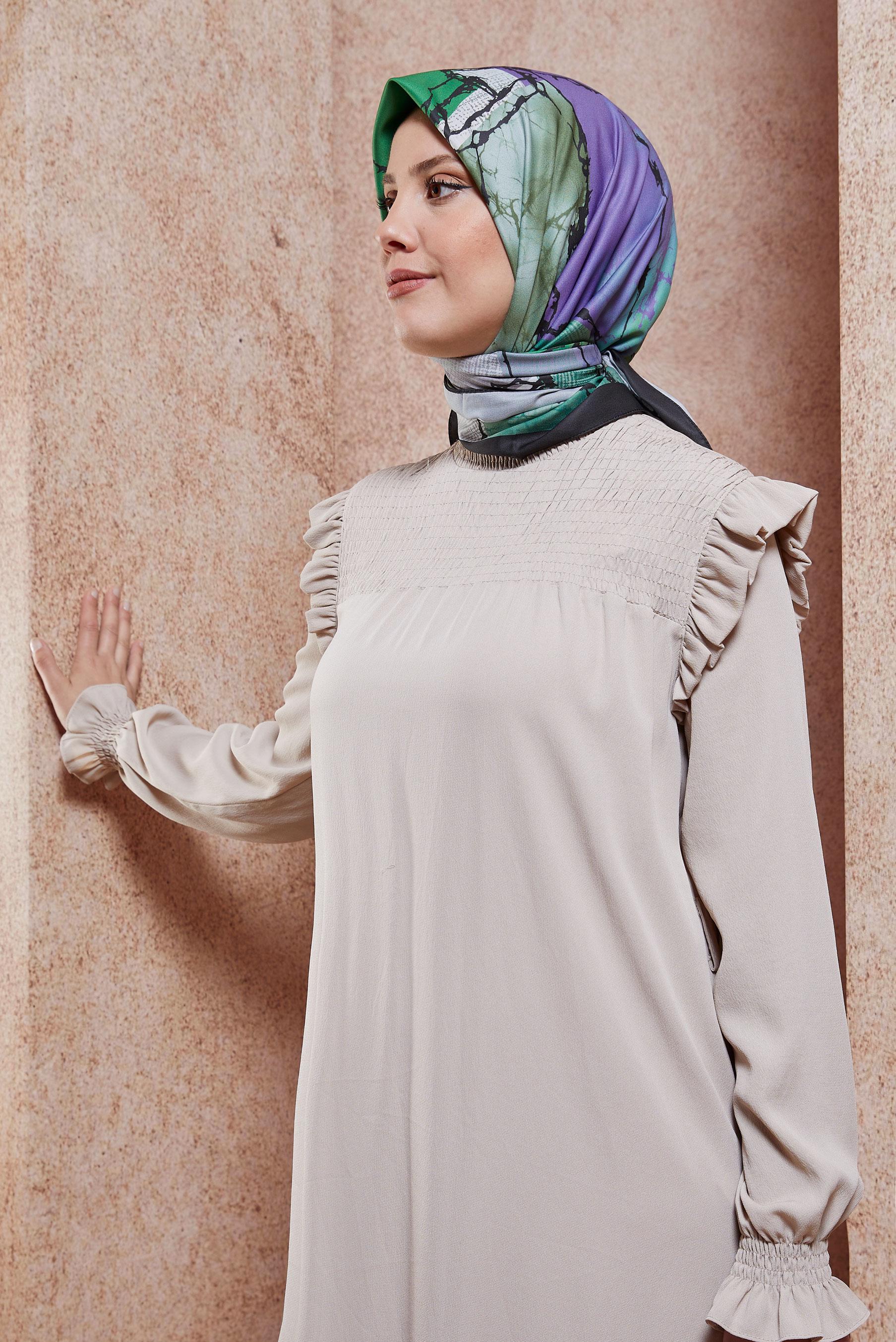 Tesettür giyim SİYAH ALVİNA MERMER DESEN EŞARP 8426