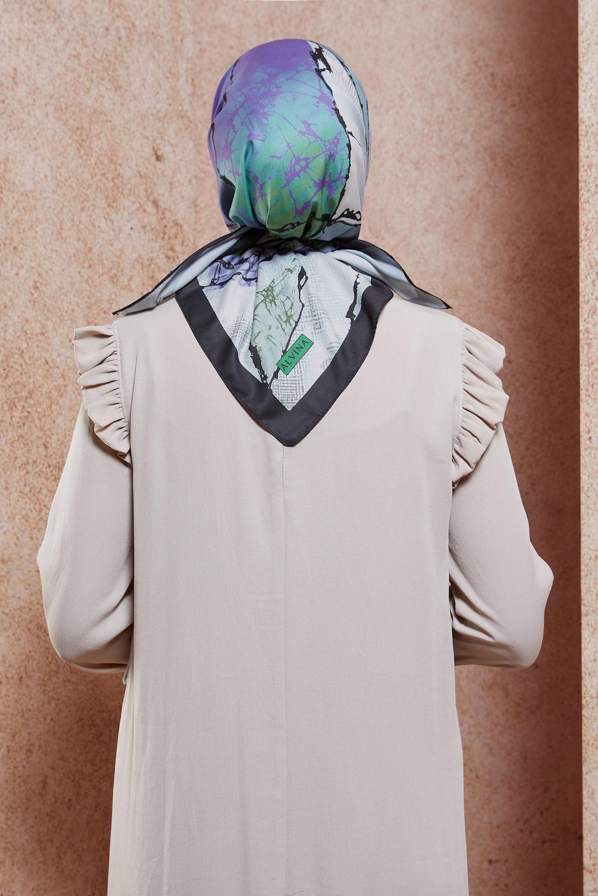 Tesettür giyim SİYAH ALVİNA MERMER DESEN EŞARP 8426