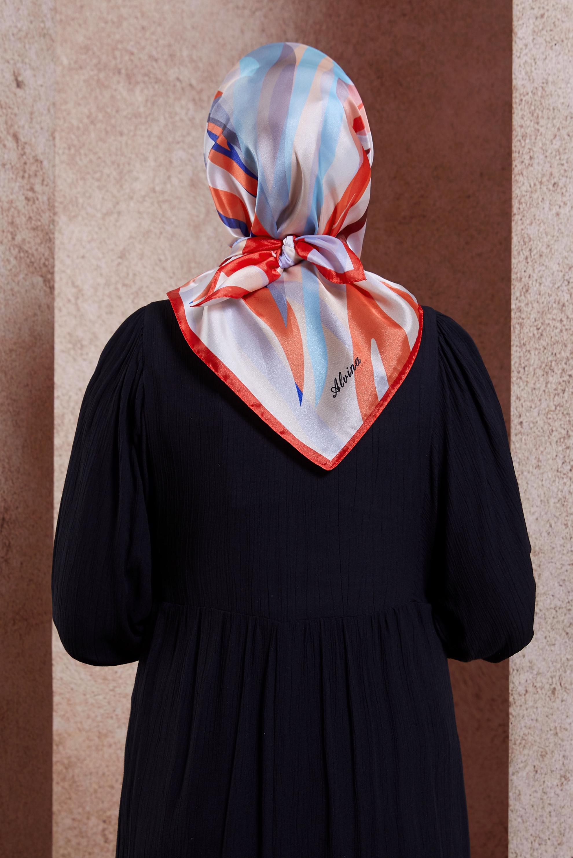 Tesettür giyim KIRMIZI ALVİNA DESENLİ EŞARP 8429