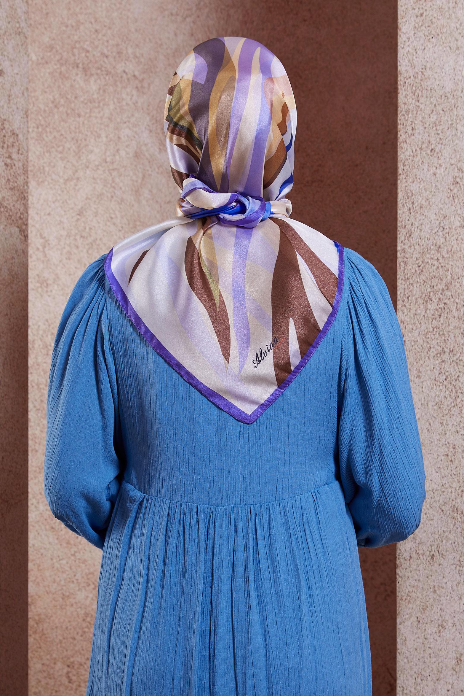 Tesettür giyim MOR ALVİNA DESENLİ EŞARP 8429