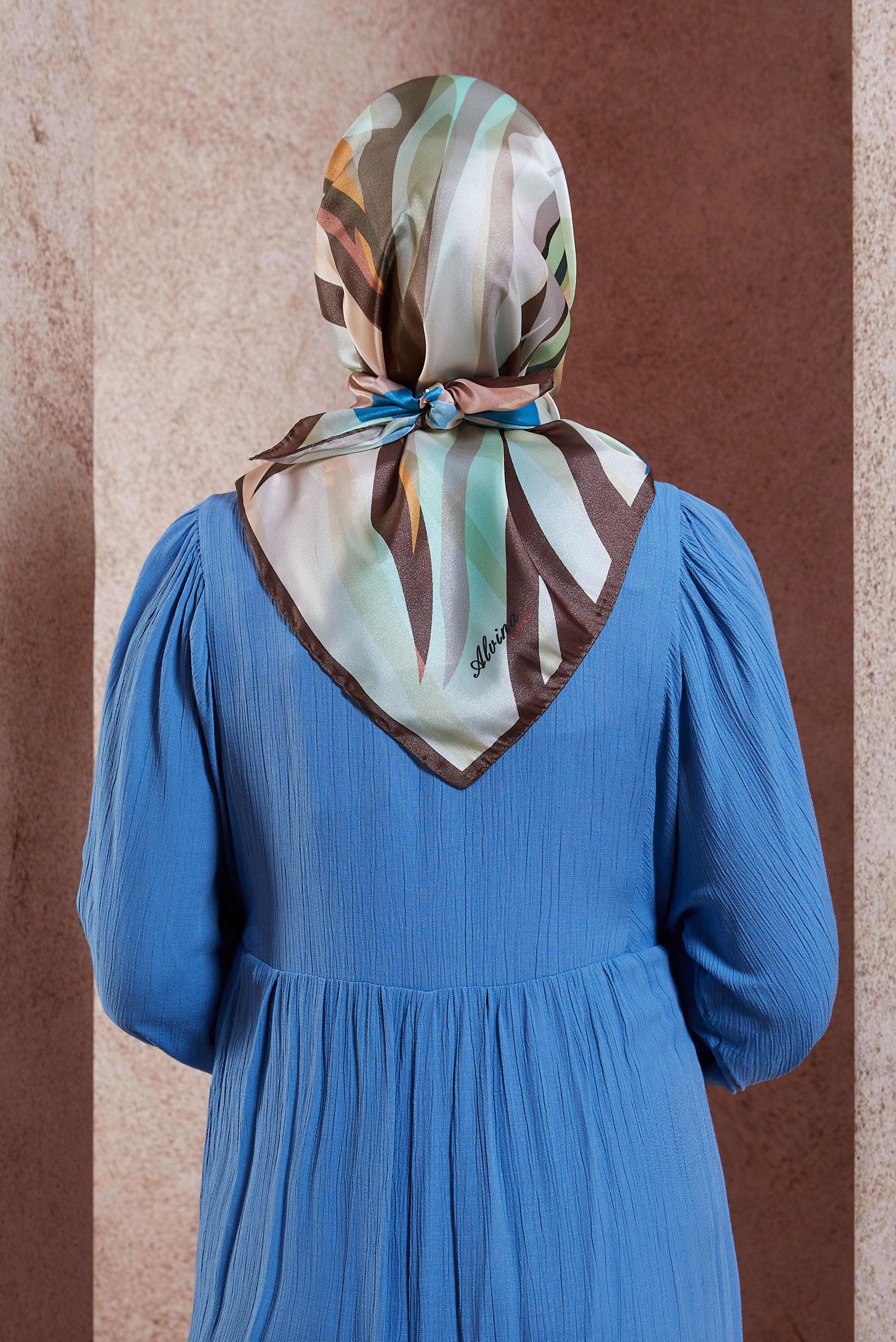 Tesettür giyim KAHVE ALVİNA DESENLİ EŞARP 8429