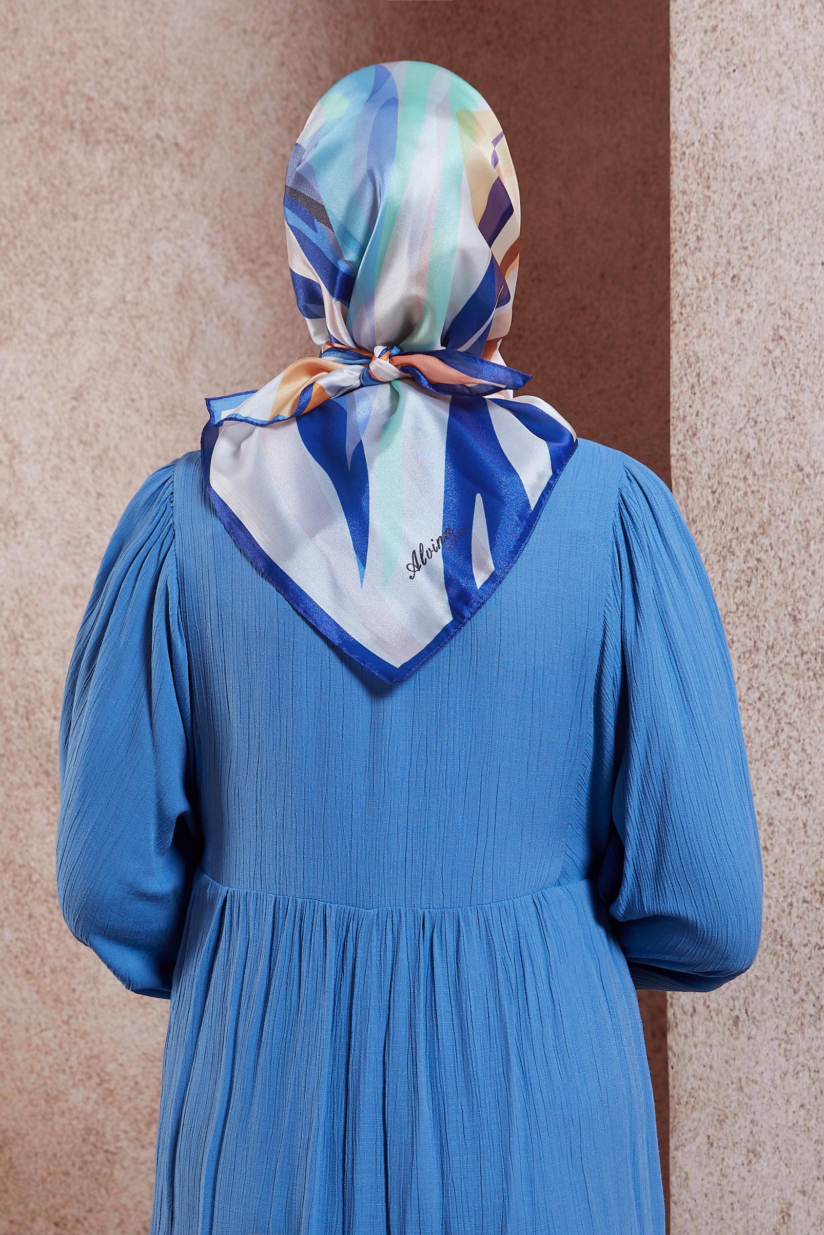 Tesettür giyim LACİVERT ALVİNA DESENLİ EŞARP 8429