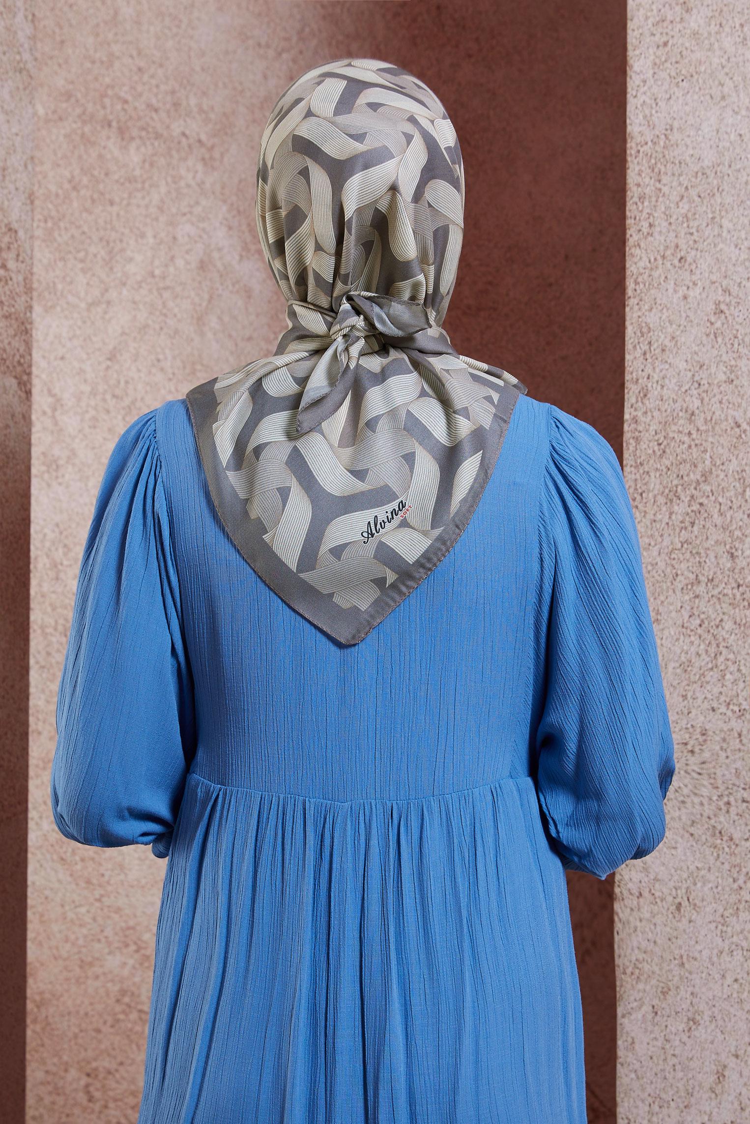 Tesettür giyim GRİ ALVİNA DESENLİ EŞARP 8430