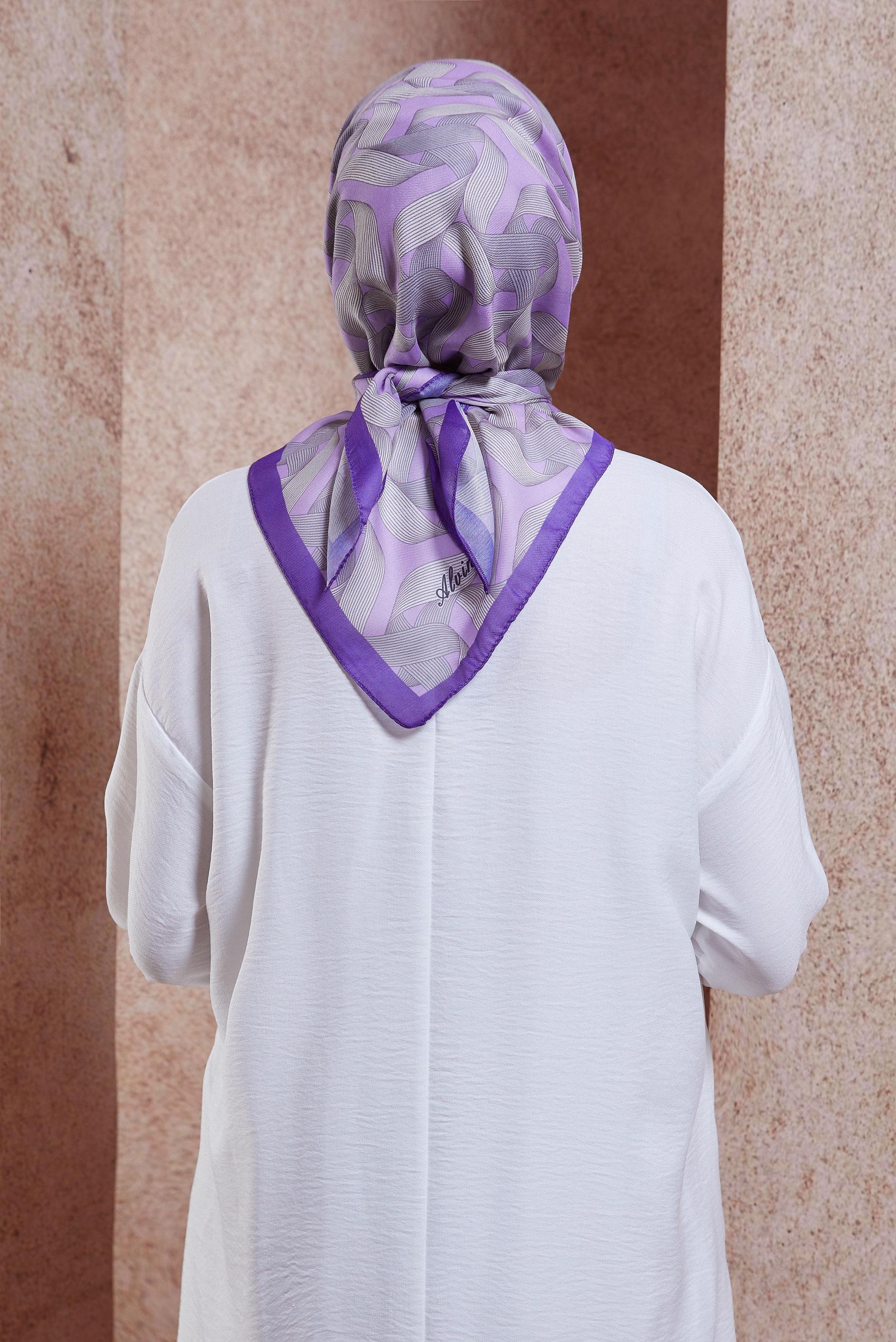 Tesettür giyim MOR ALVİNA DESENLİ EŞARP 8430