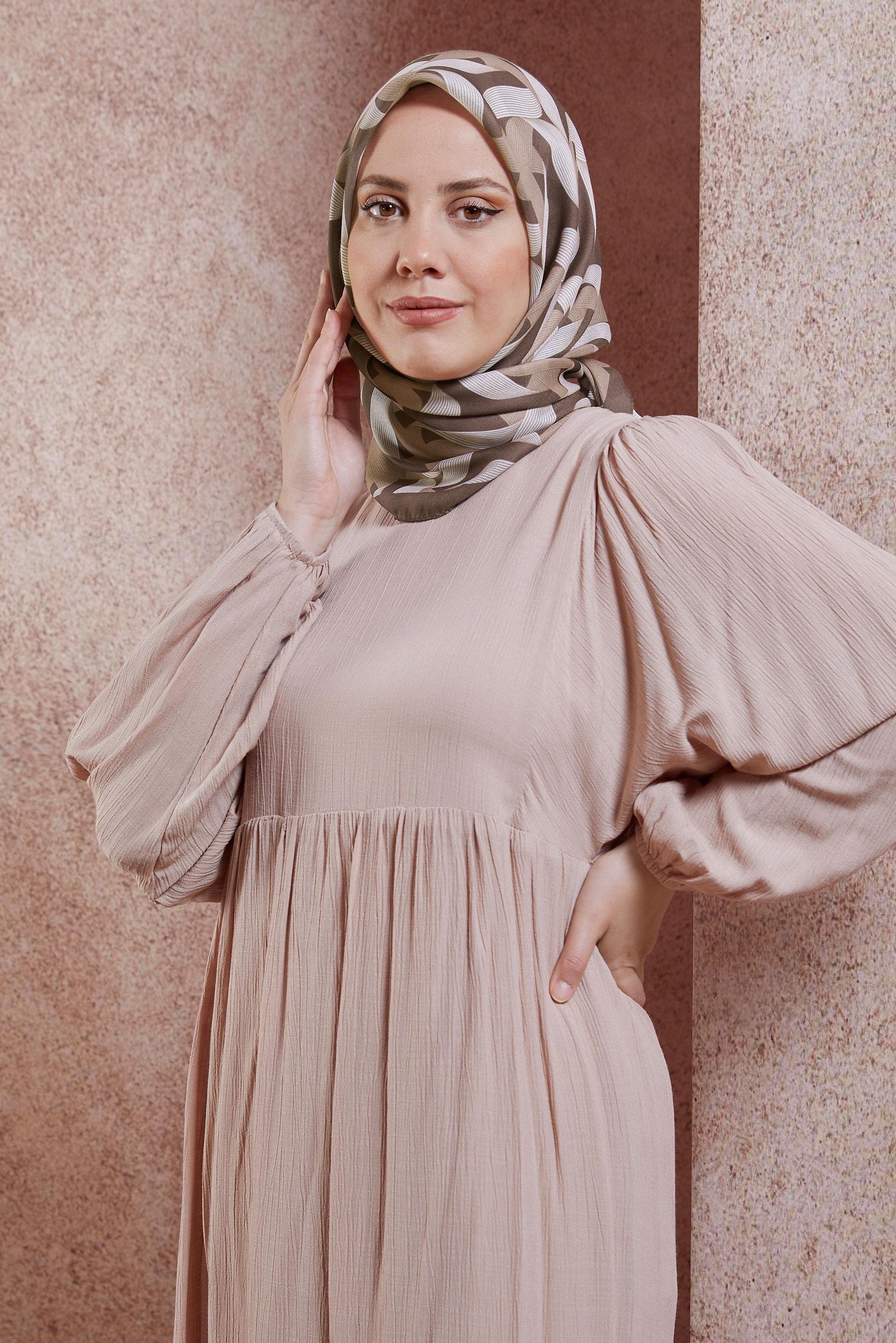 Tesettür giyim KAHVE ALVİNA DESENLİ EŞARP 8430