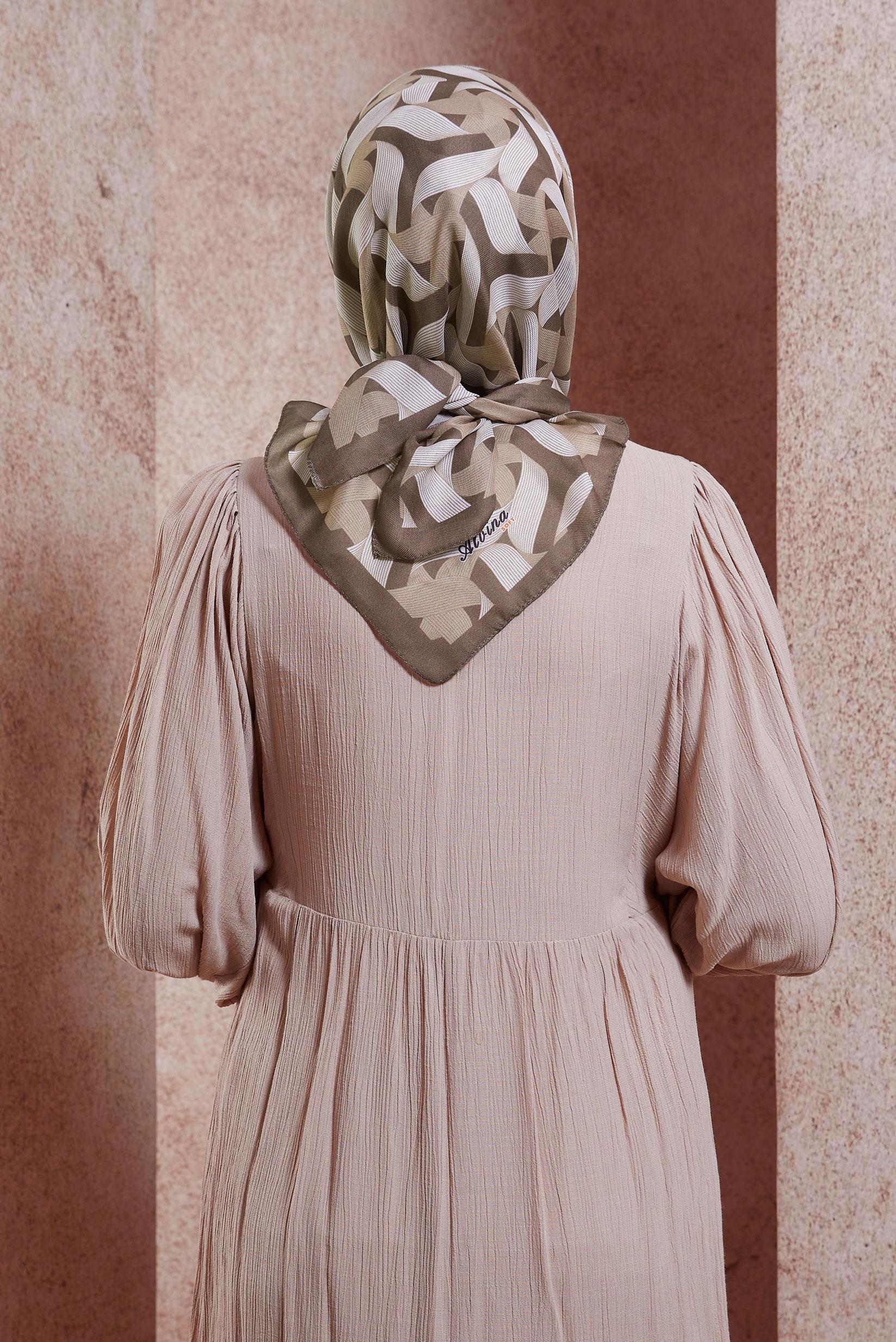 Tesettür giyim KAHVE ALVİNA DESENLİ EŞARP 8430