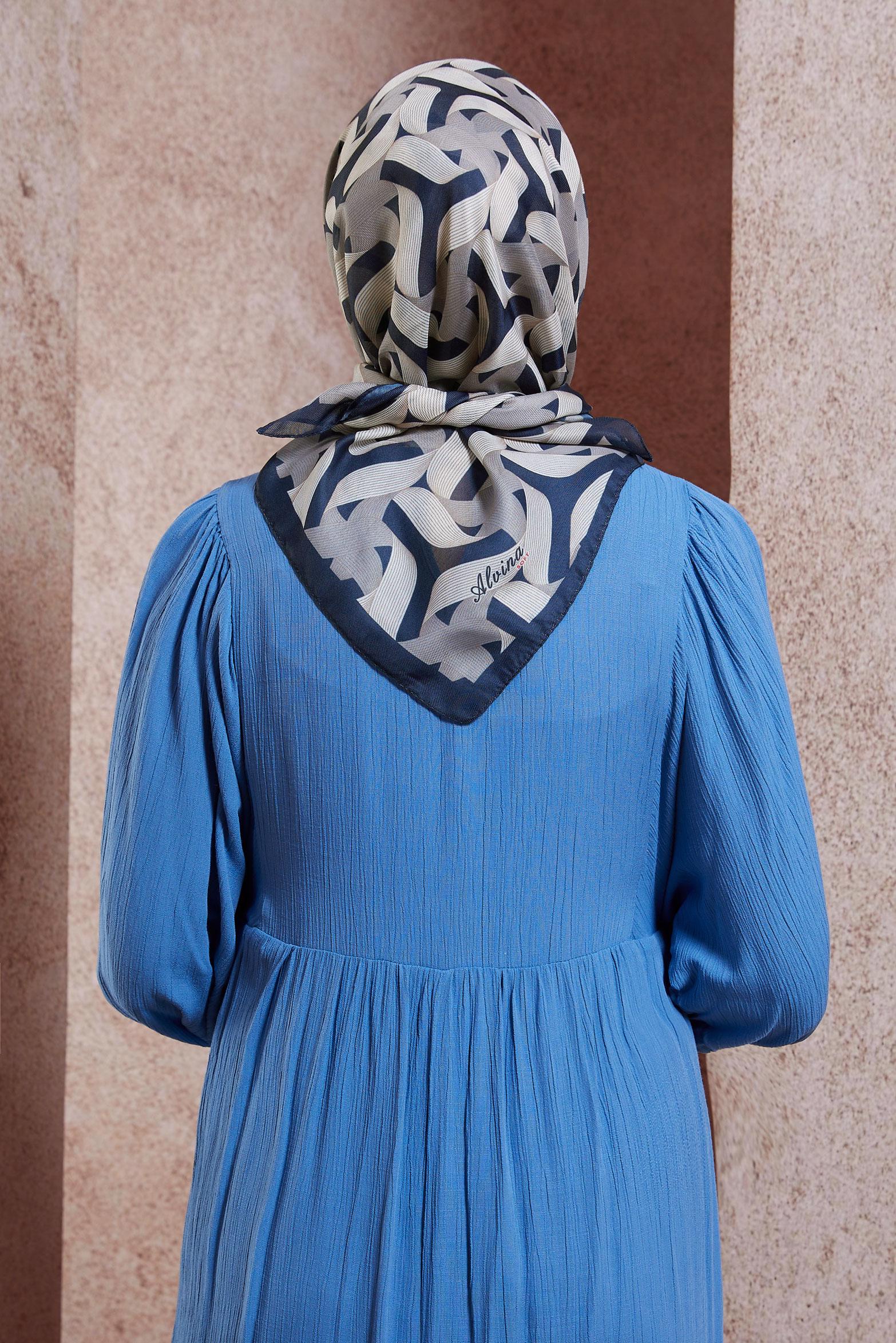 Tesettür giyim LACİVERT ALVİNA DESENLİ EŞARP 8430