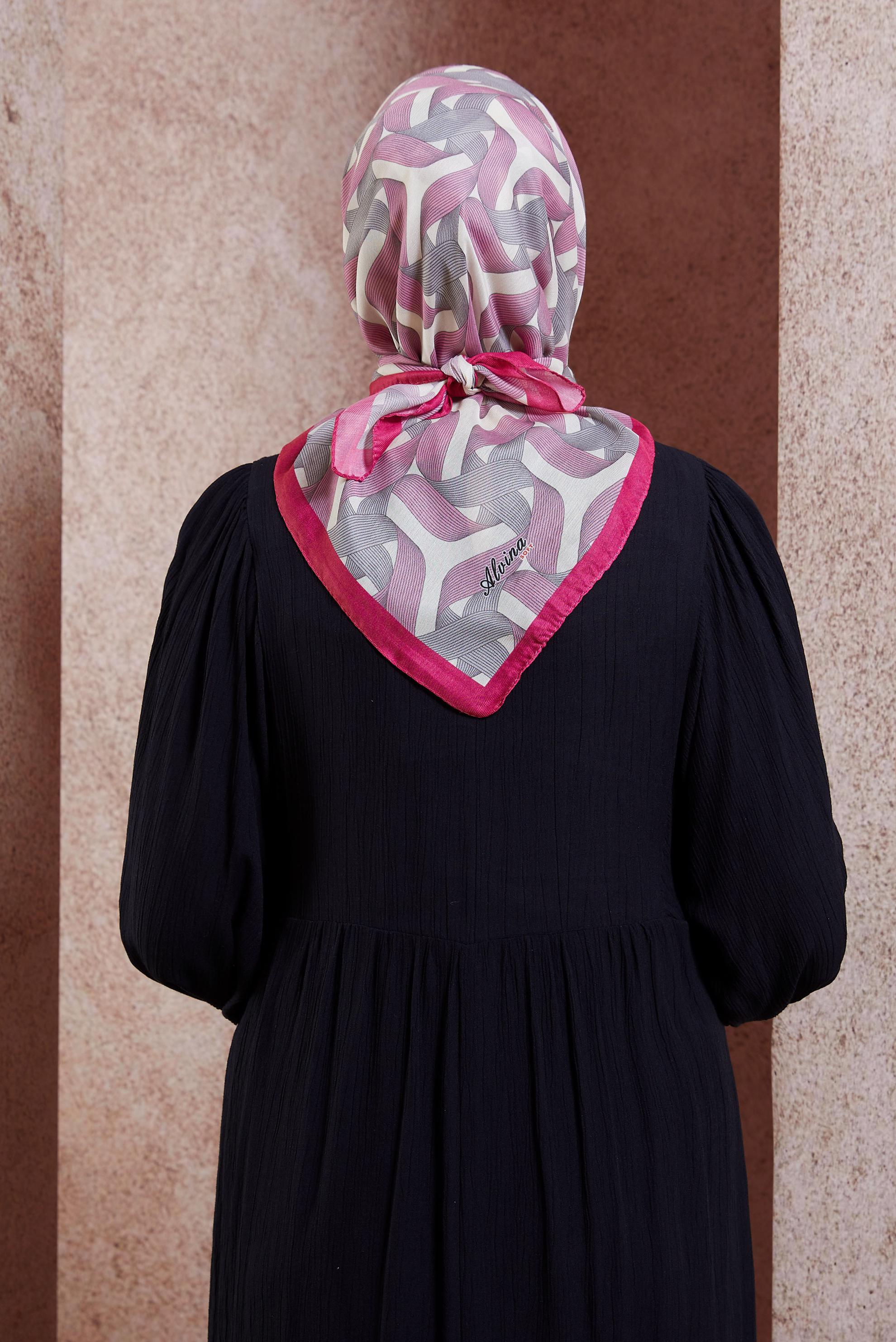 Tesettür giyim PEMBE ALVİNA DESENLİ EŞARP 8430