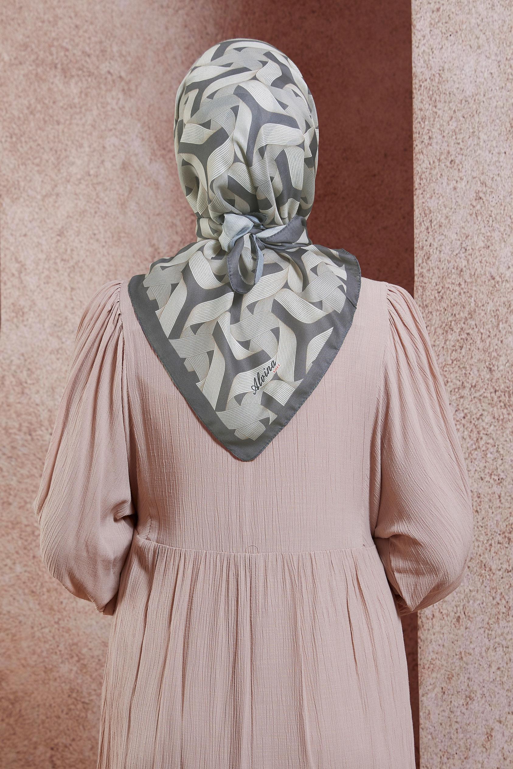 Tesettür giyim GRİ ALVİNA DESENLİ EŞARP 8430