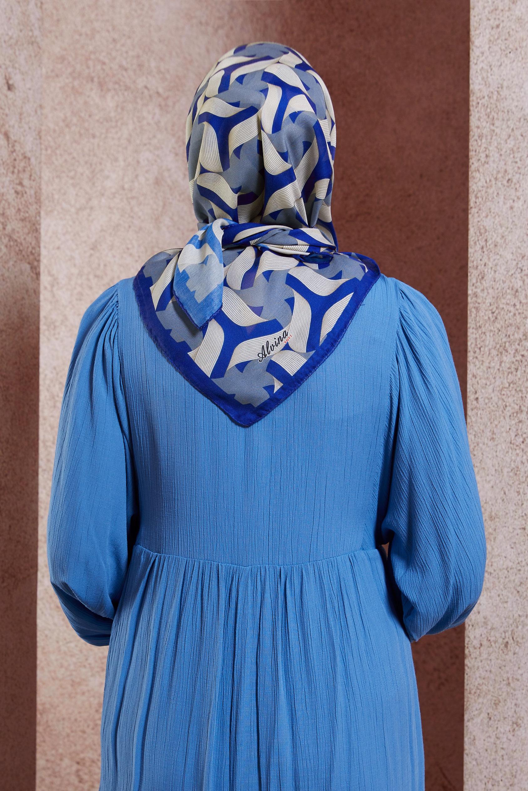 Tesettür giyim LACİVERT ALVİNA DESENLİ EŞARP 8430