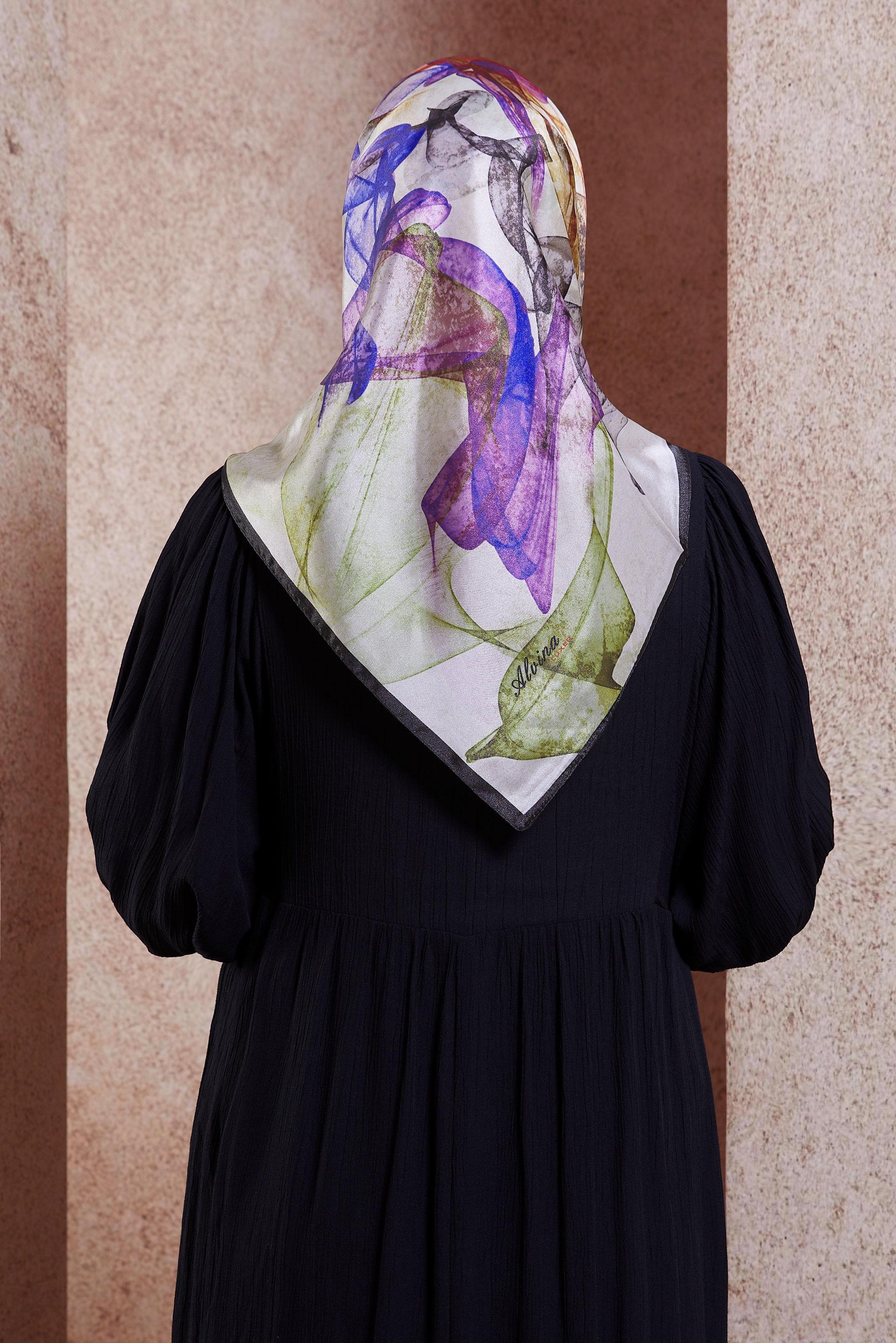 Tesettür giyim SİYAH ALVİNA DESENLİ EŞARP 8431