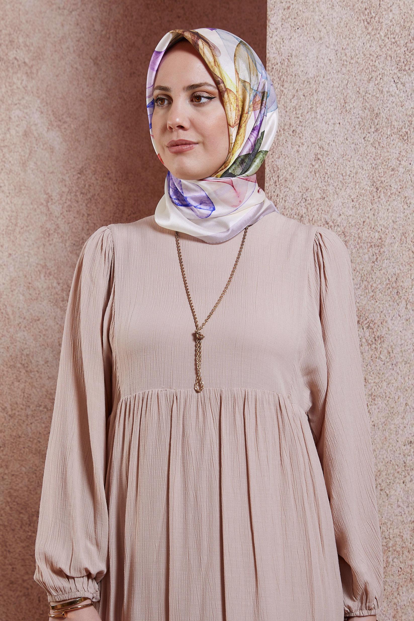 Tesettür giyim MOR ALVİNA DESENLİ EŞARP 8431