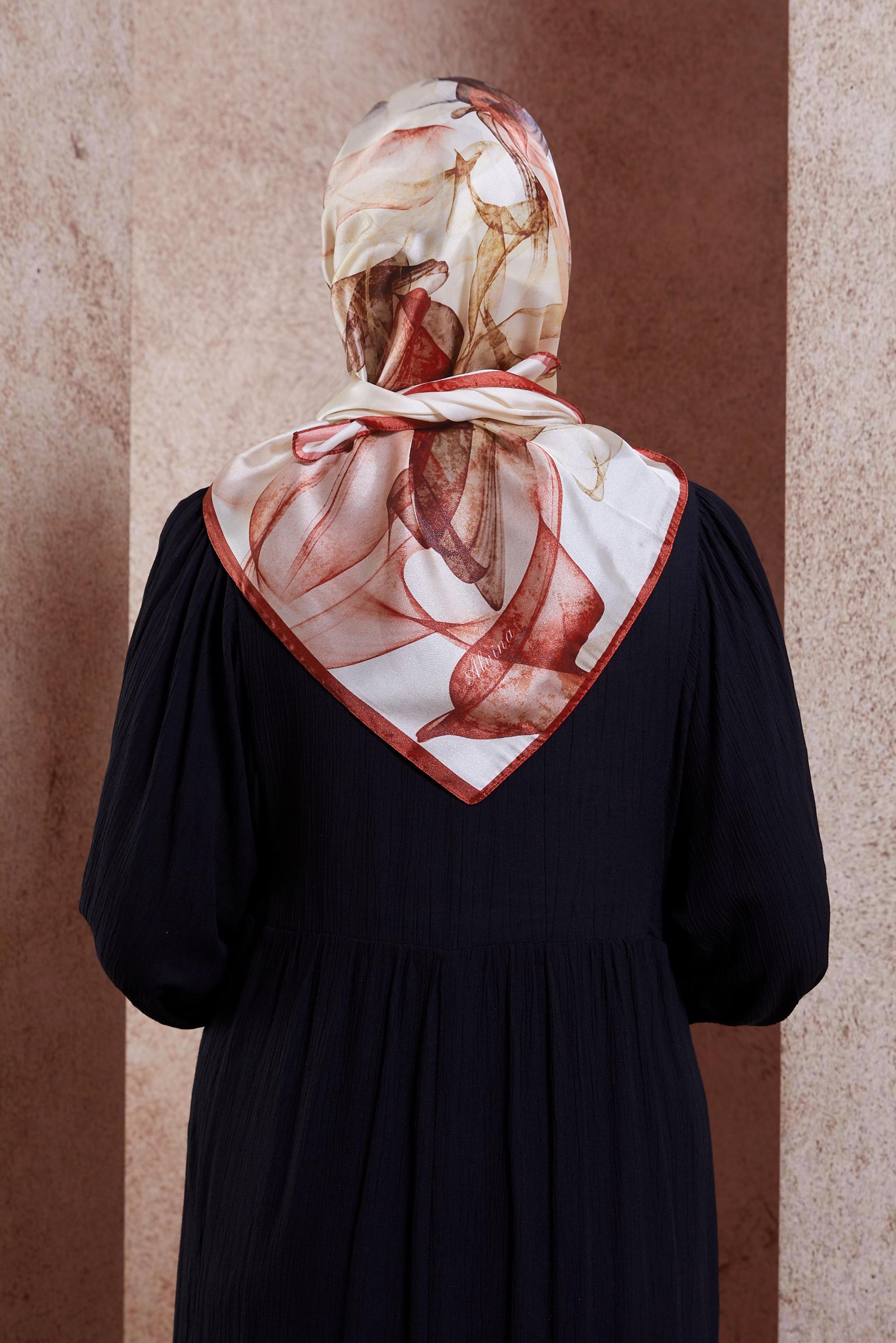 Tesettür giyim BORDO ALVİNA DESENLİ EŞARP 8431